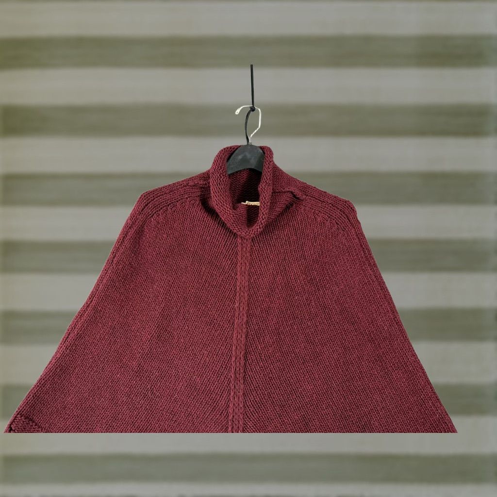 Vintage VINTAGE Cocogio Poncho Cape Sweater Womens OSFA Maroon Wool Blend Knit High Neck Cape Sweater Womens OSFA Maroon Wool Blend Knit High Neck Vintage Size ONE SIZE - 1 Thumbnail
