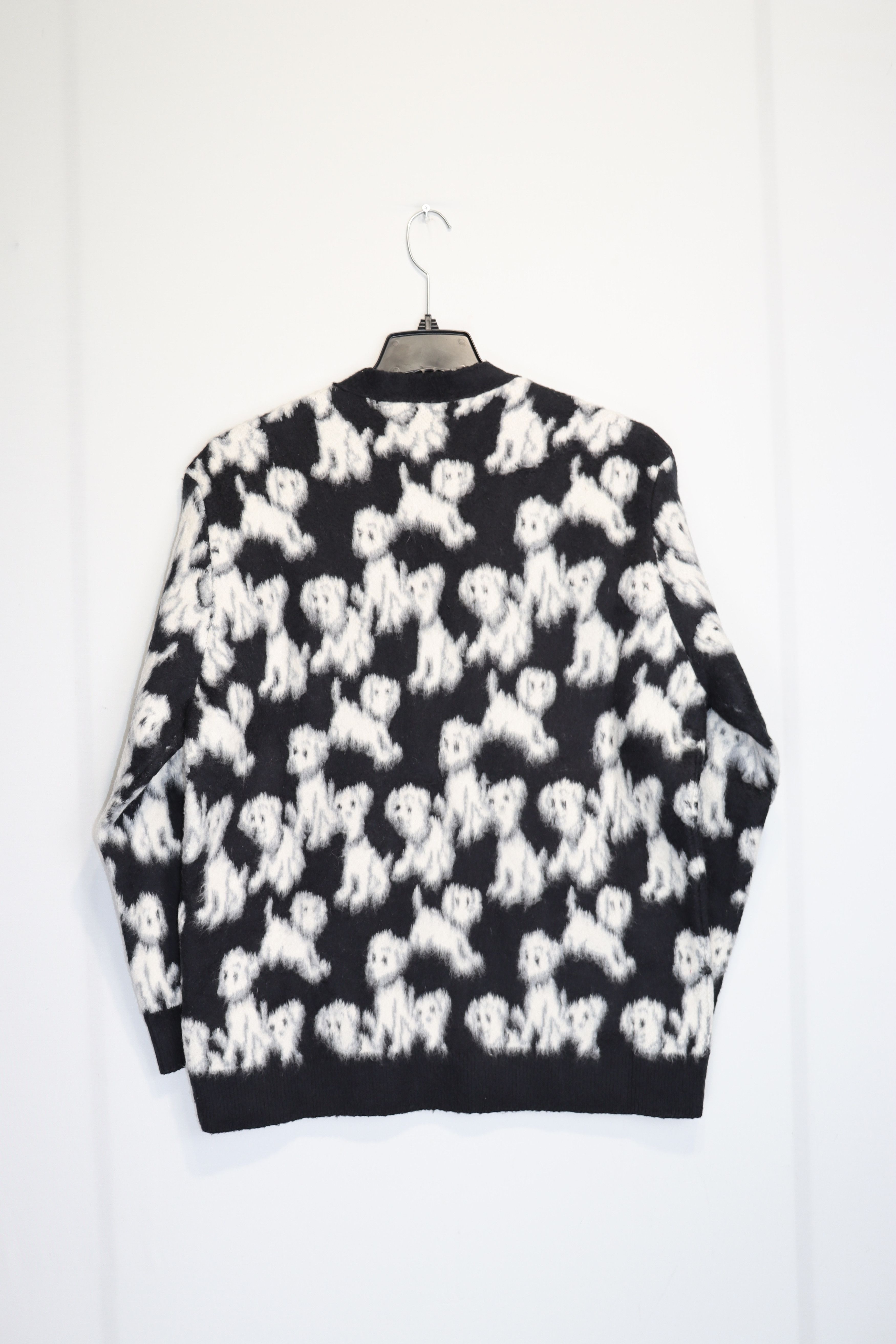 Celine o1rshd1 V Neck Puppy Cotton Blend Cardigan in White/Black Size US XXL / EU 58 / 5 - 7 Thumbnail