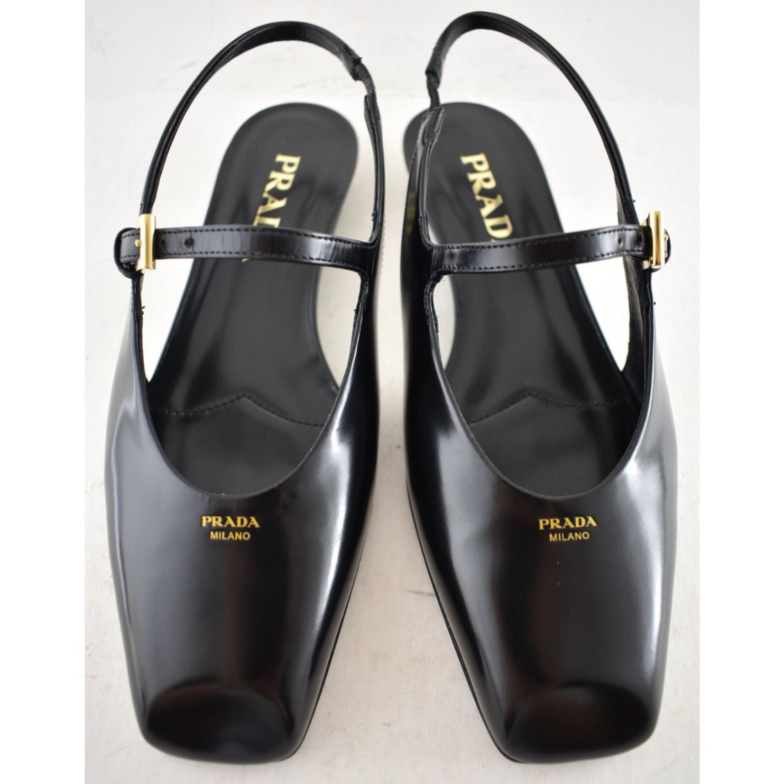 Prada Prada Black Leather Square Toe Mary Jane Slingback Flat 42 Size US 12 / IT 42 - 11 Thumbnail