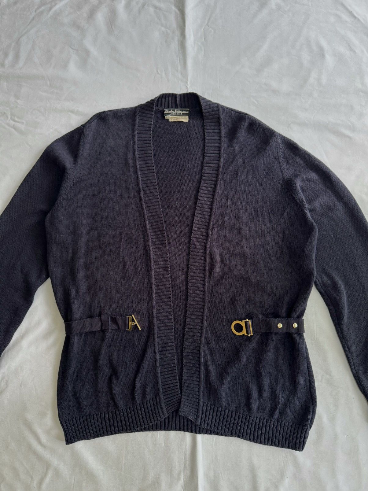 Salvatore Ferragamo Vintage🔥Salvatore Ferragamo Black Cardigan With Buckle Size S / US 4 / IT 40 - 4 Thumbnail