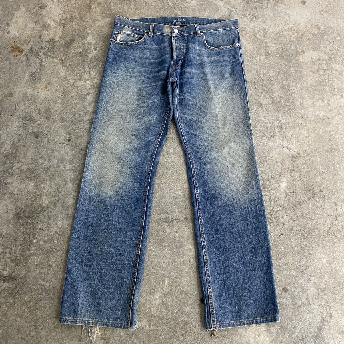 Prada 2000’s Prada Washed Blue Heel Bite Jeans Size US 34 / EU 50 - 3 Thumbnail