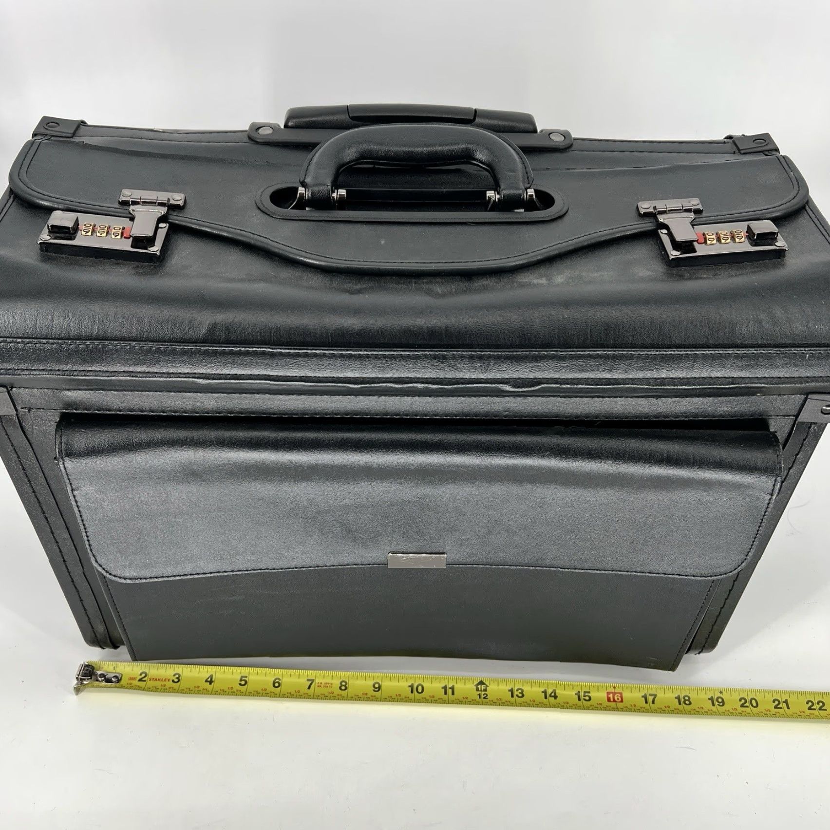 Vintage Alpine Swiss Briefcase 19 in Wheeled Laptop Roller Case Men Leather Black 19 in Solid Leatherette Snap Lightweight Model Roller Laptop Briefcase Mens Size ONE SIZE - 5 Thumbnail