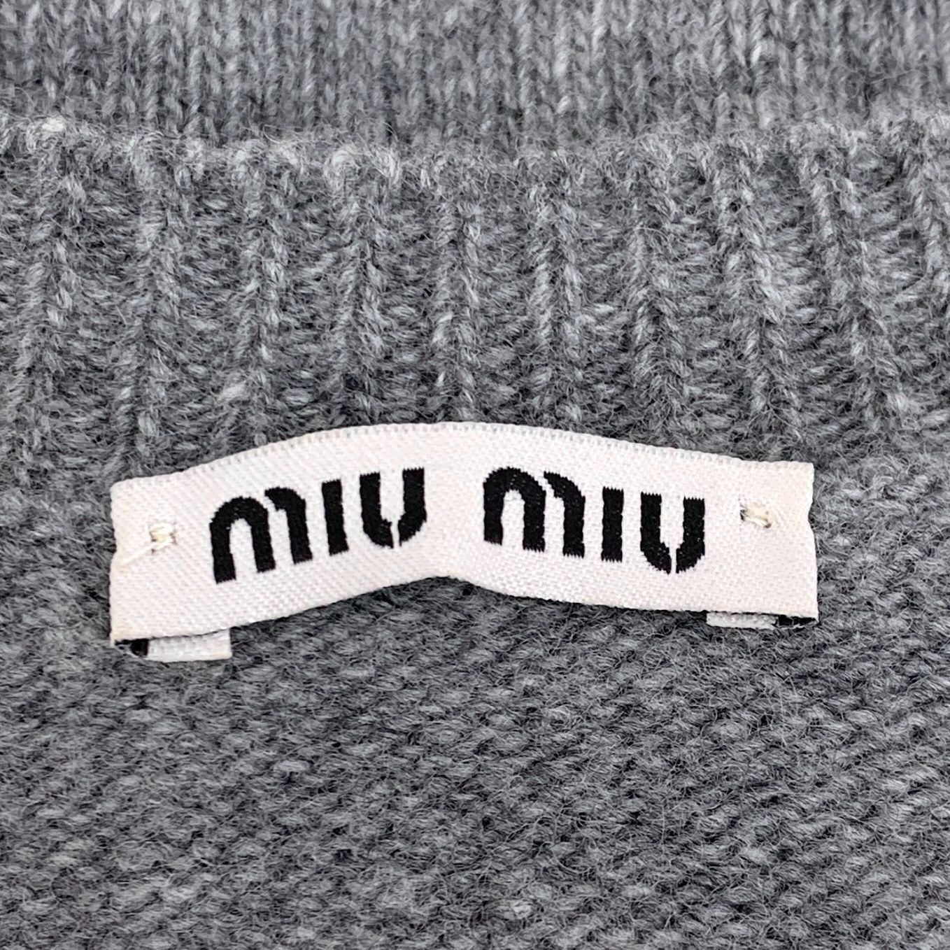 Miu Miu Miu Miu 2023 Dark Gray V-Neck Long-Sleeve Knit Sweater Size Size S / US 4 / IT 40 - 2 Thumbnail