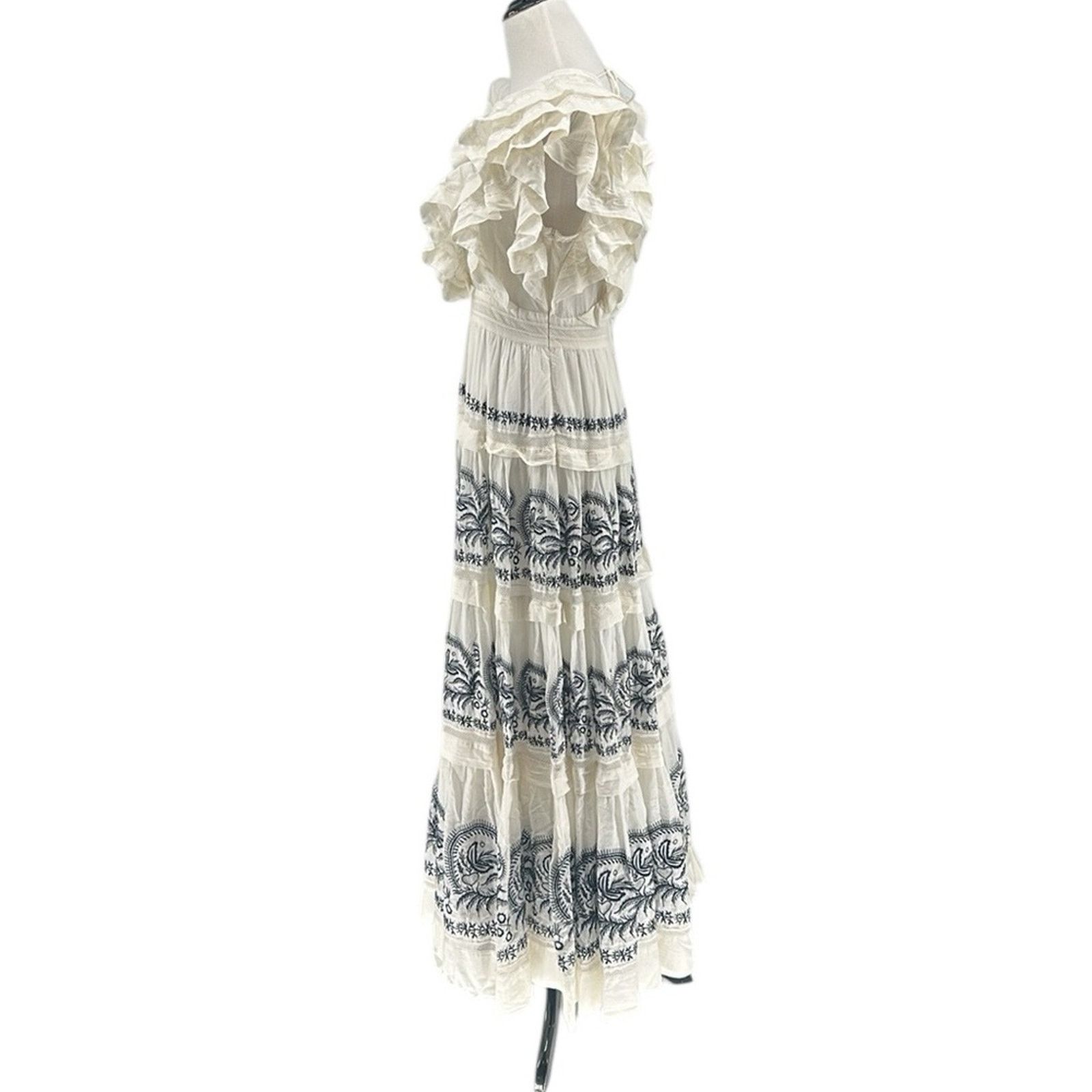 Ulla Johnson Ulla Johnson Marjorie Embroidered Tiered Ruffle Maxi Dress Size XS / US 0-2 / IT 36-38 - 3 Thumbnail