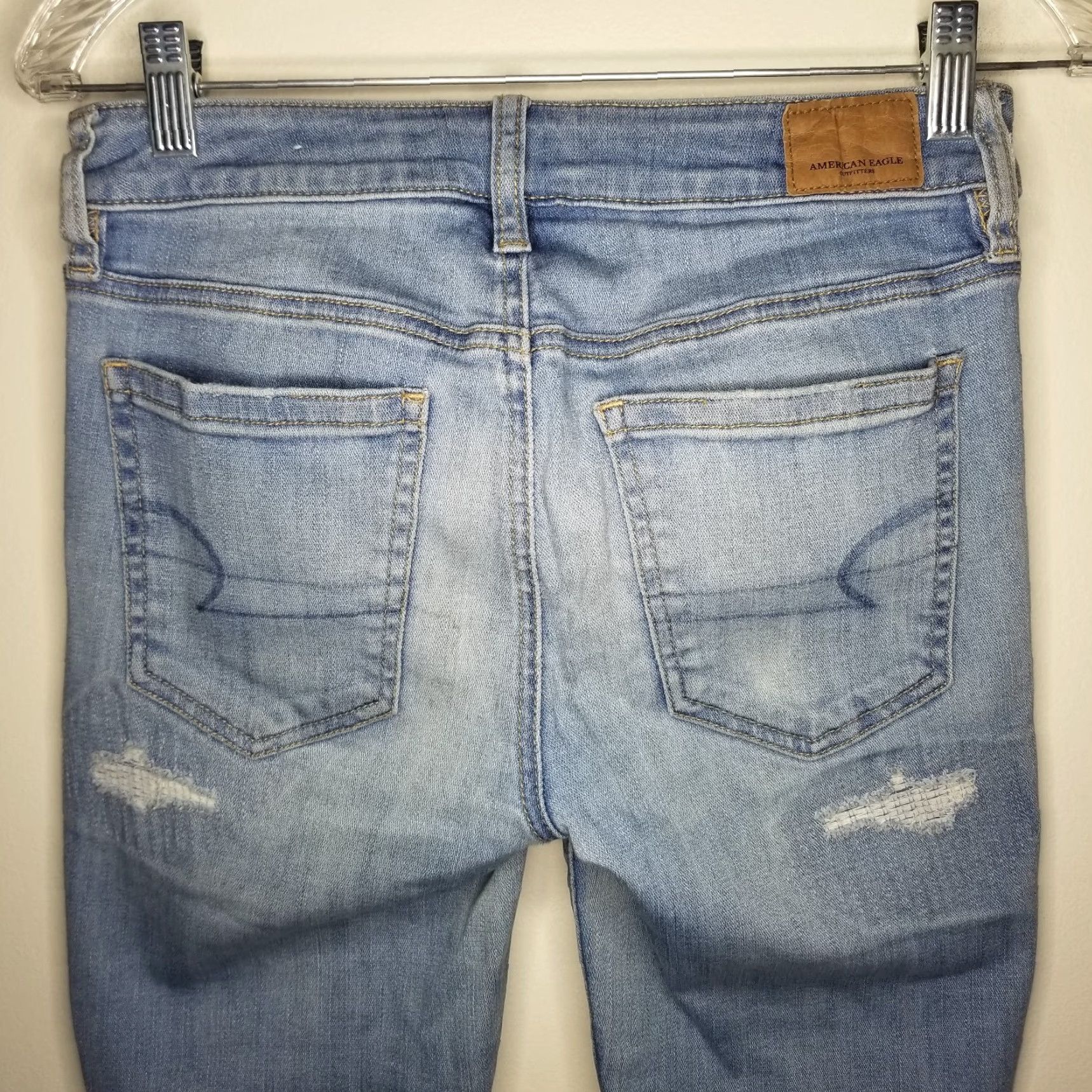 American Eagle Outfitters American Eagle Jeans Womens Size 2 Short Light Blue Distressed High Rise Jeggings Size 26" / US 2 / IT 38 - 5 Thumbnail
