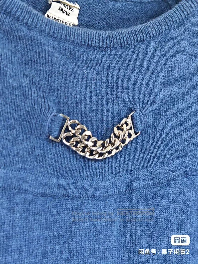 Hermes Hermes Sophisticated blue cashmere sweater Size S / US 4 / IT 40 - 4 Thumbnail