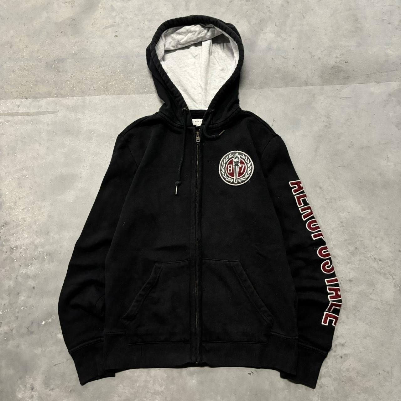 Aeropostale × Vintage Crazy Vintage Y2K/2000s Grunge Black Aeropostale Embroidered Skater Zip Up Hoodie! Size US XS / EU 42 / 0 - 1 Thumbnail