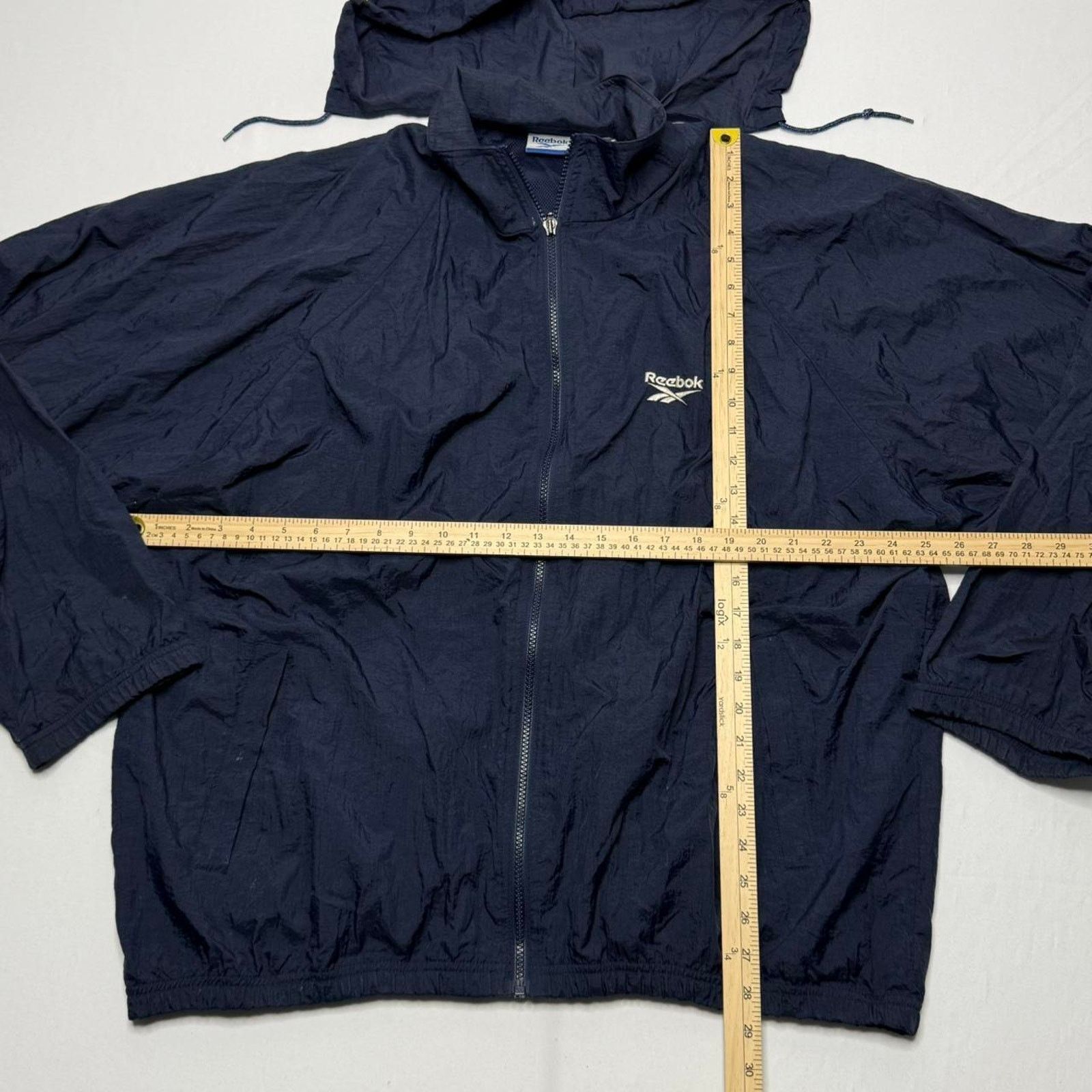 Reebok Reebok Navy Windbreaker Jacket XL Vintage Hooded Full Zip Size US XL / EU 56 / 4 - 6 Thumbnail