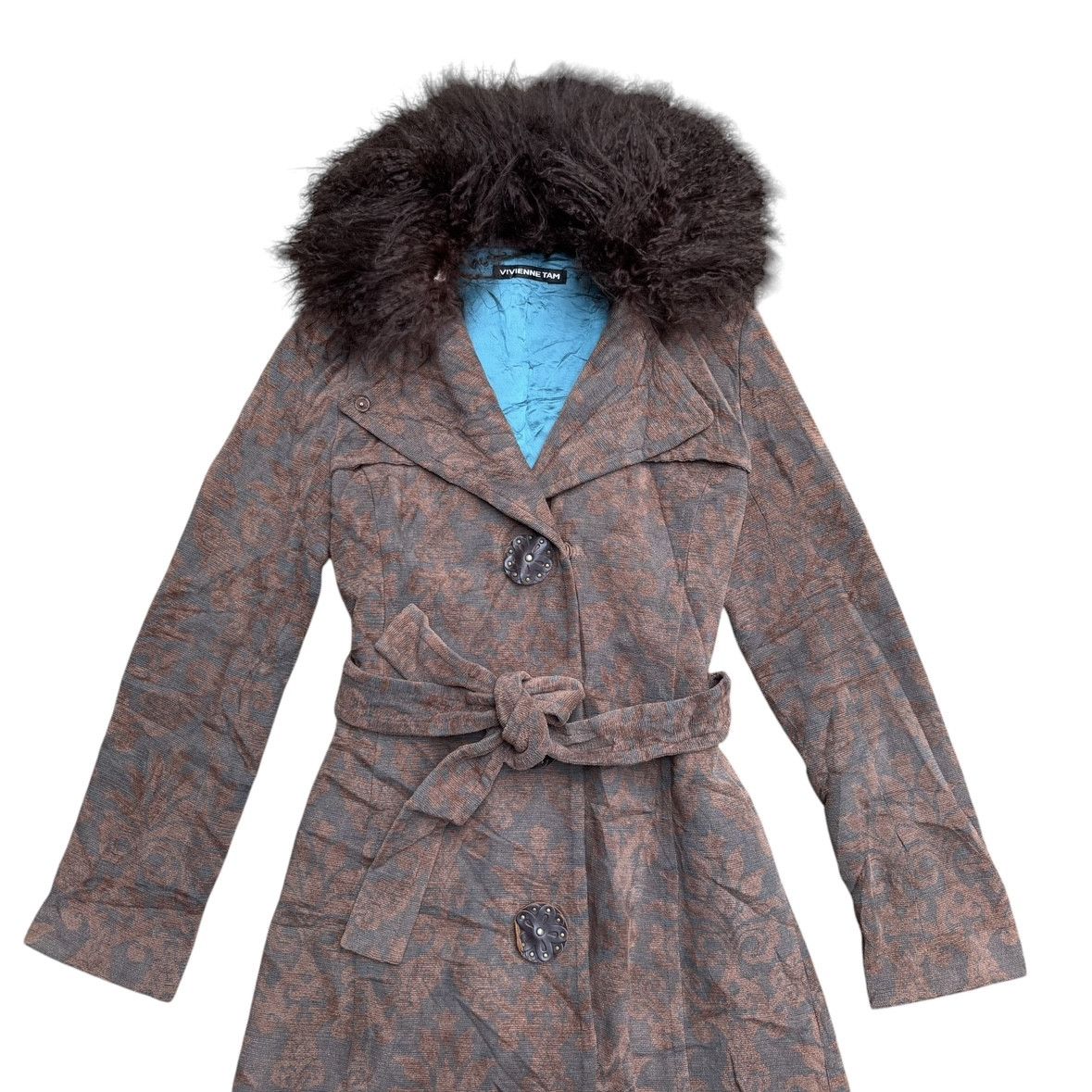 Vivienne Tam Vivienne Tam Velvet Embossed Coat With Removeable Fur Size S / US 4 / IT 40 - 2 Thumbnail