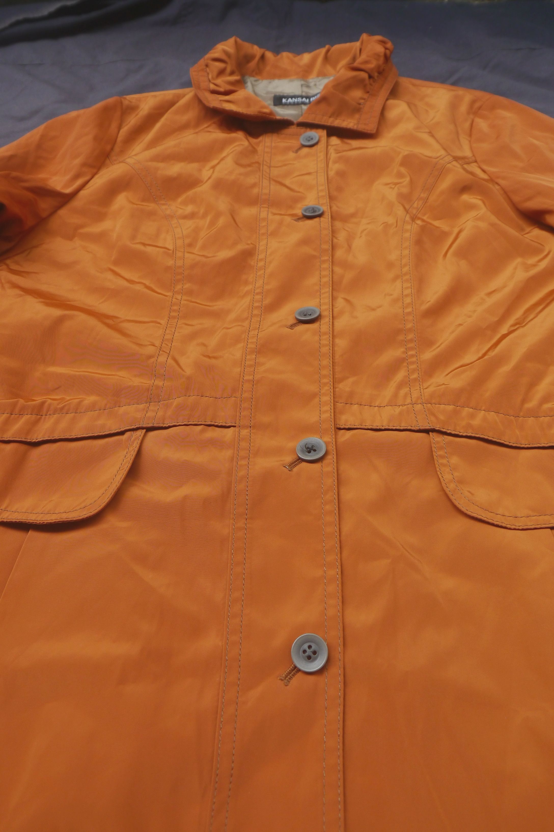 Kansai Yamamoto (J824) Kansai Bis Collection Orange Polyester Coat Sz 9 Size S / US 4 / IT 40 - 4 Thumbnail