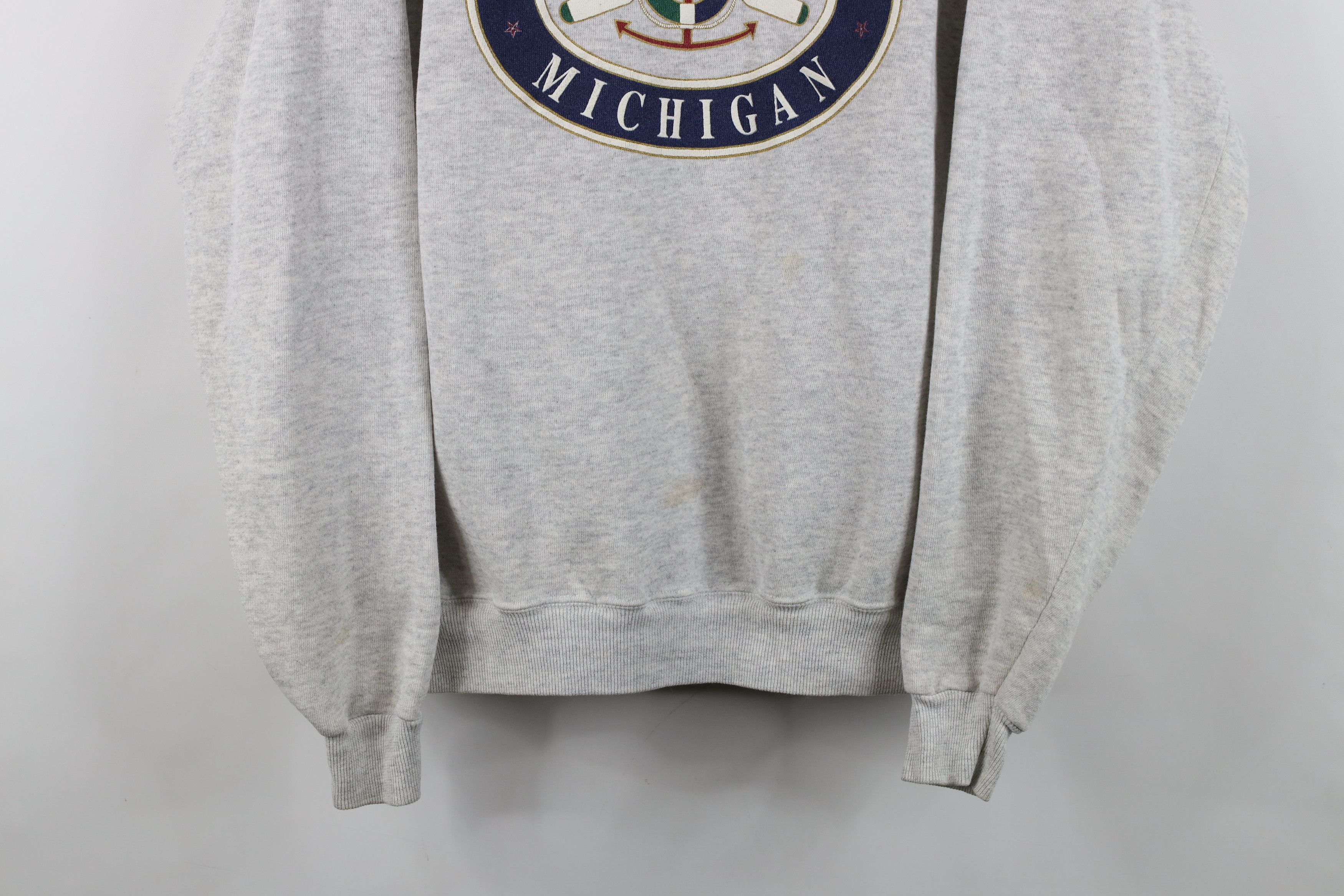 Vintage Vintage 90s Streetwear Michigan Sailing Sweatshirt Gray USA Size US XL / EU 56 / 4 - 3 Thumbnail