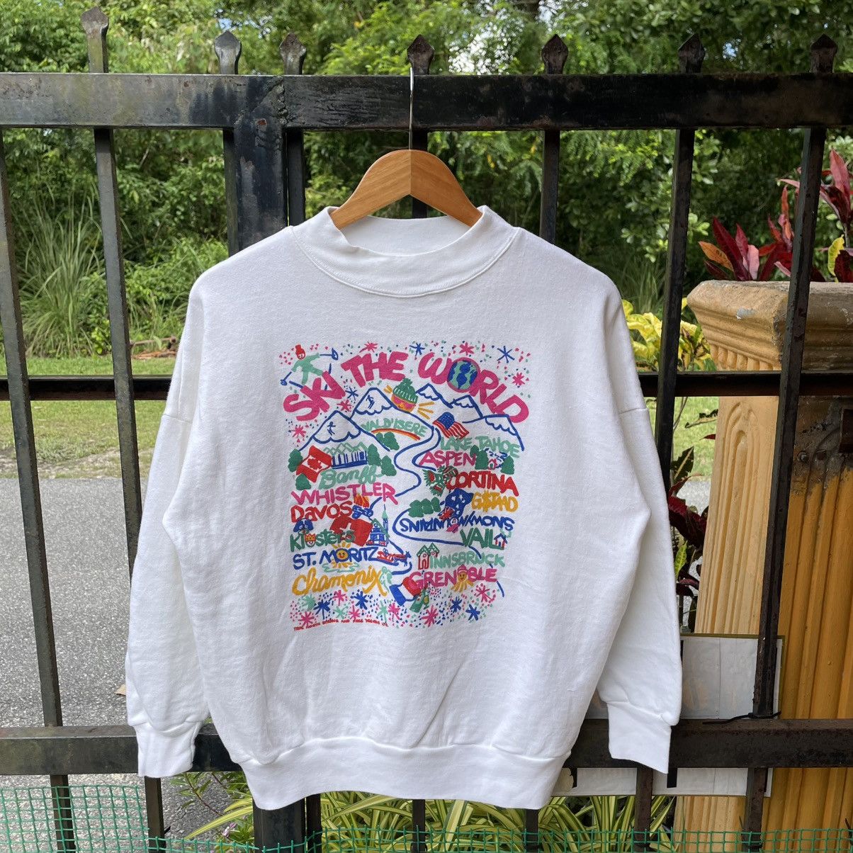 Vintage 🔥Vintage 90s Ski The World Pop Art Design Sweatshirts Size US M / EU 48-50 / 2 - 1 Thumbnail