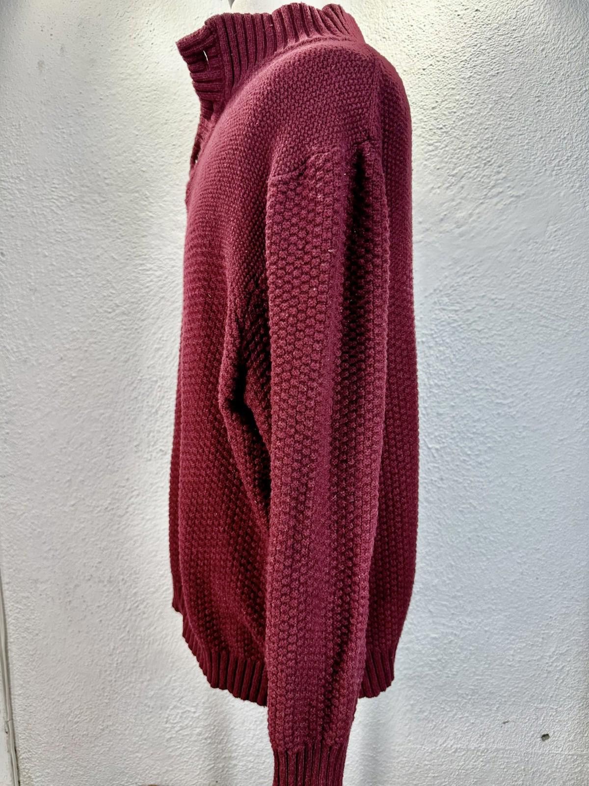 Lands' End Lands End Men 2XL Red 1/4 Button Heavy Knit Pullover Sweater Size US XXL / EU 58 / 5 - 2 Thumbnail