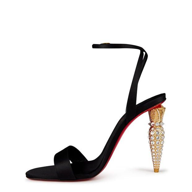 Christian Louboutin Lipstrass Queen 100mm Satin Sandals Size US 7 / IT 37 - 3 Thumbnail