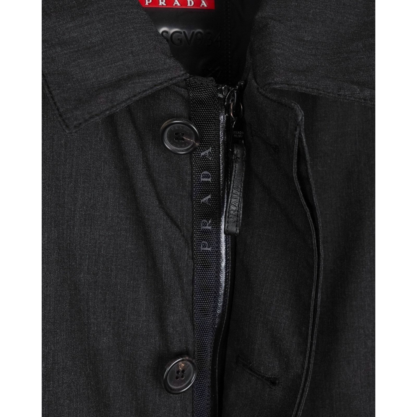 Prada Prada linea rossa gray kevlar blend logo tab coat jacket Size US XL / EU 56 / 4 - 6 Thumbnail
