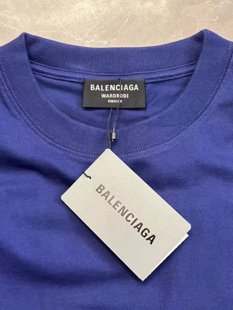 Balenciaga Balenciaga Blue Logo Short Sleeve Size US S / EU 44-46 / 1 - 4 Thumbnail