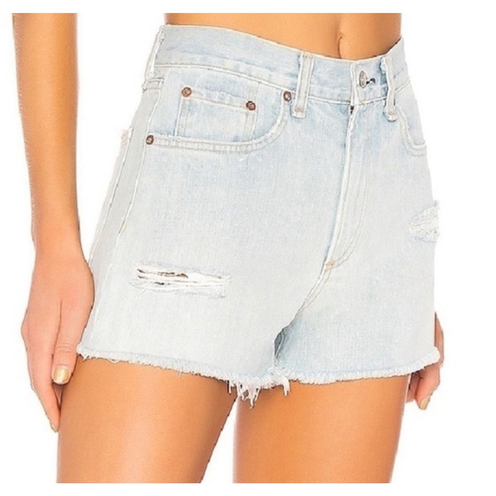 Rag & Bone Rag & Bone Womens Denim Justine Shorts Distressed Frayed Hem Size 25" / US 0 / IT 36 - 3 Thumbnail