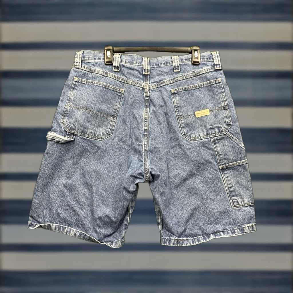 Wrangler VINTAGE Wrangler Carpenter Shorts Mens 36 Blue Denim 90s Classic Baggy Relaxed Mid Rise 5-Pocket Mens Jeans Shorts Size US 36 / EU 52 - 1 Thumbnail