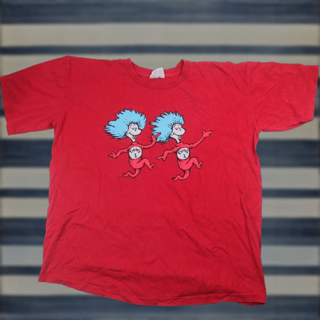 Vintage VINTAGE Dr.Seuss Mens M T-Shirt Thing One Thing Two Red Shirt Mens Size US M / EU 48-50 / 2 - 1 Thumbnail