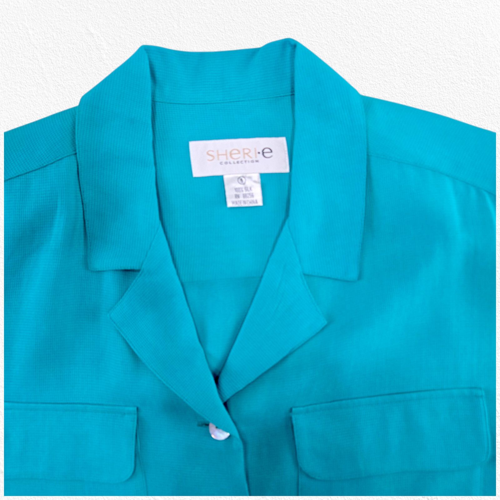 Vintage Vintage Turquoise Silk Button Up Blouse Size 6 Size M / US 6-8 / IT 42-44 - 12 Thumbnail