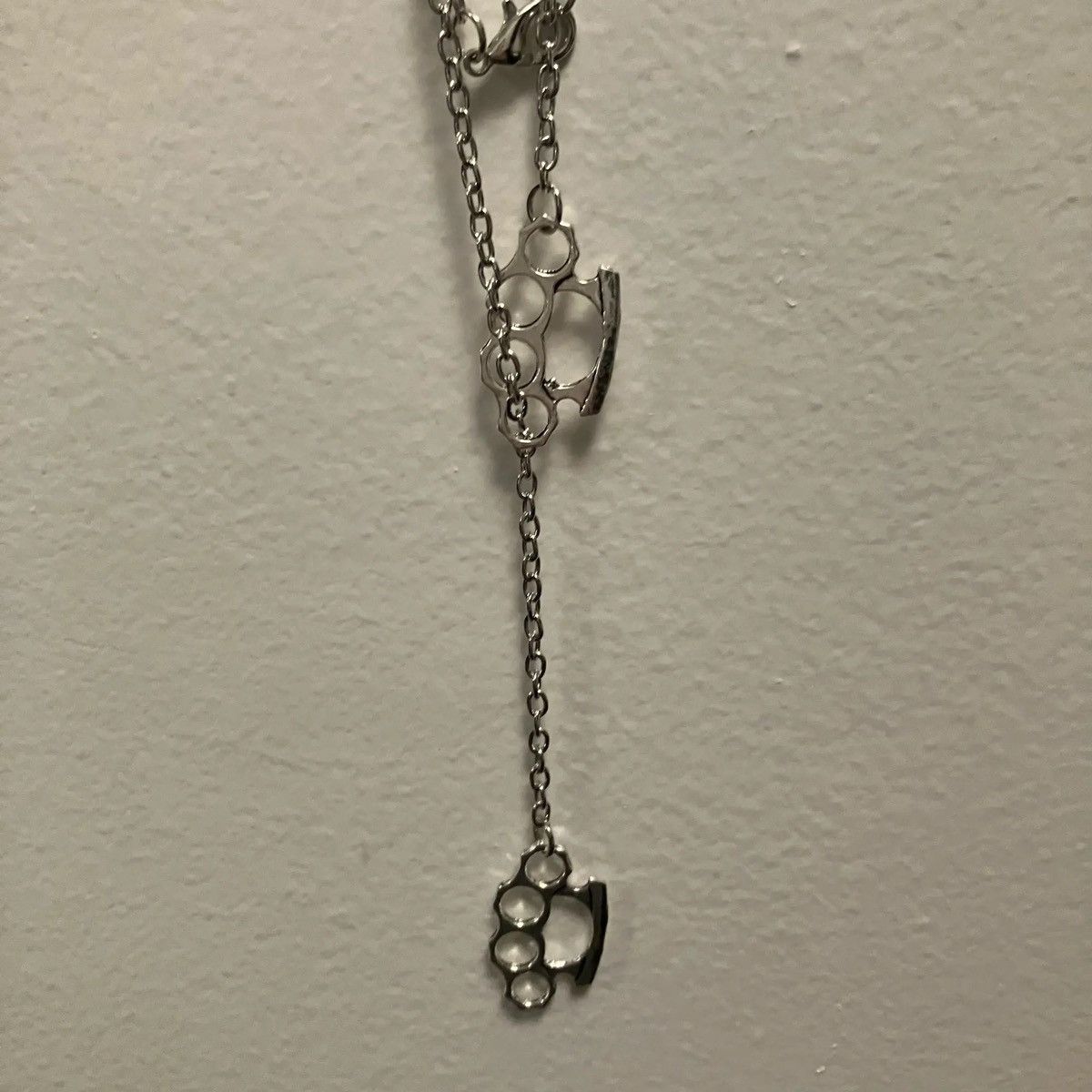 Jewelry Double Brass Knuckles Duster Pendant Necklace Size ONE SIZE - 2 Thumbnail