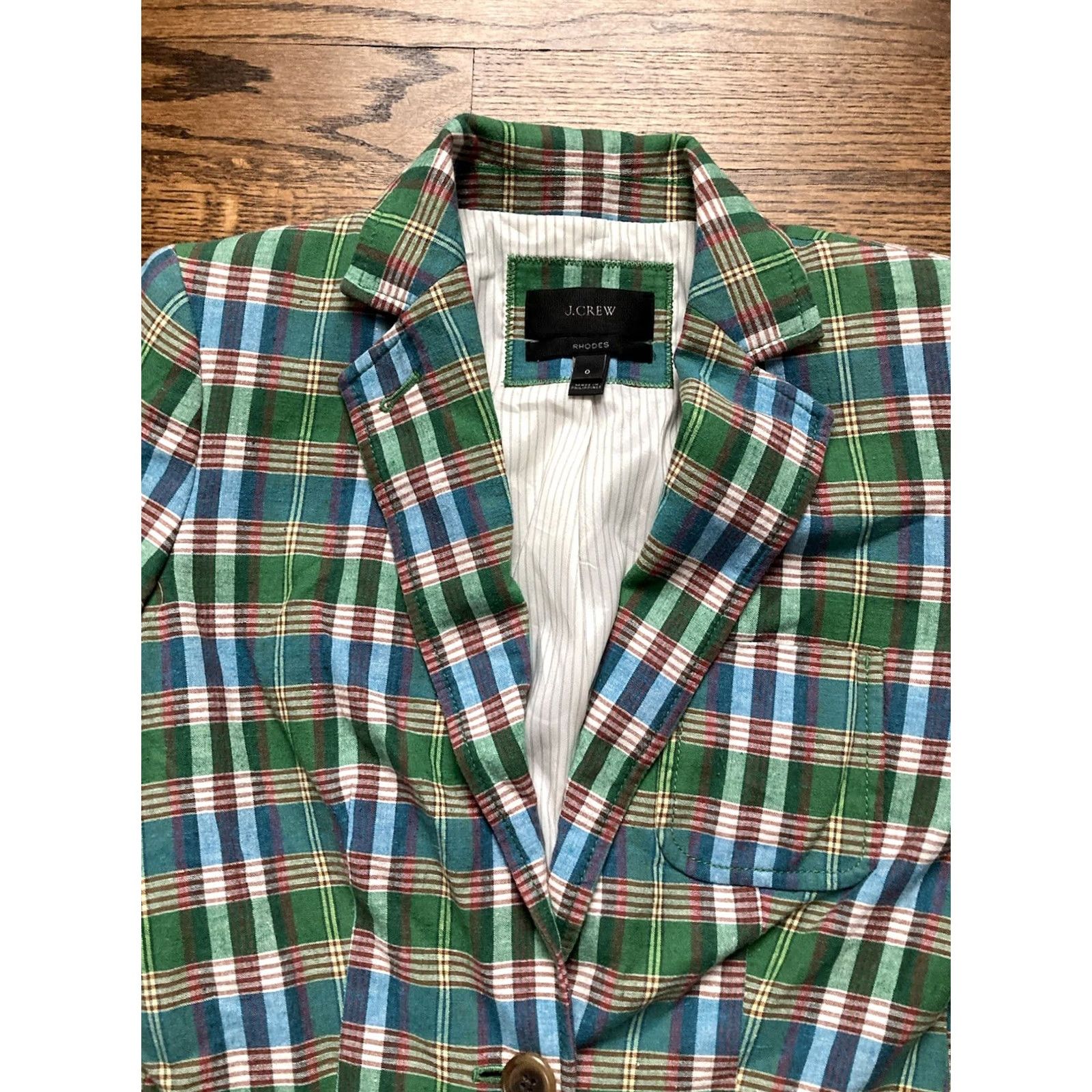 J.Crew VINTAGE J.CREW Rhodes Blazer Plaid Green Linen Blend Women Size 0 Jacket Womens Surgeon Cuff Size XS / US 0-2 / IT 36-38 - 4 Thumbnail