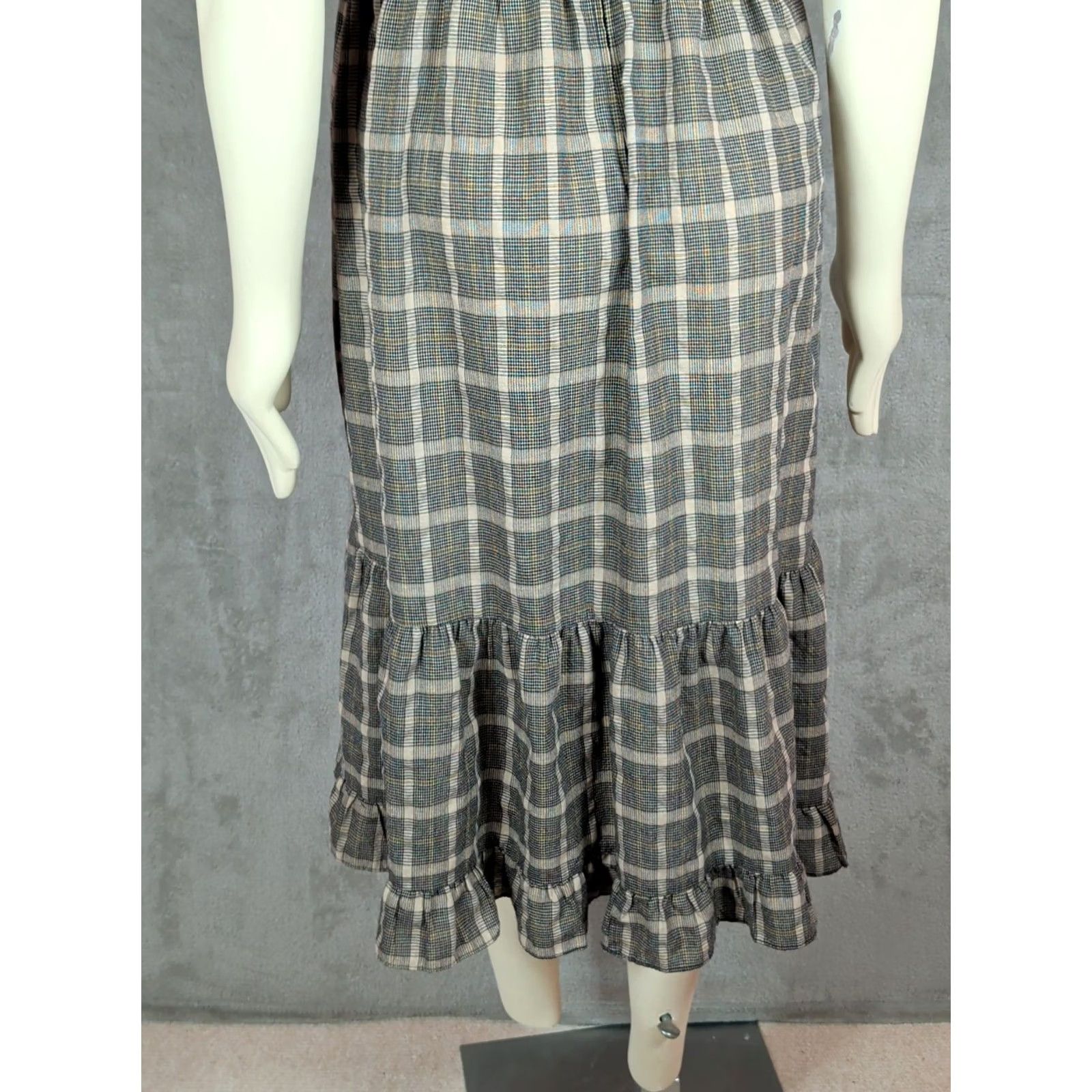 Vintage VINTAGE Womens City Triangles Midi Dress Brown Plaid Basque Waist Zipper Square Neck Sleeveless Cottagecore Prairie 70s Womens Size L / US 10 / IT 46 - 6 Thumbnail