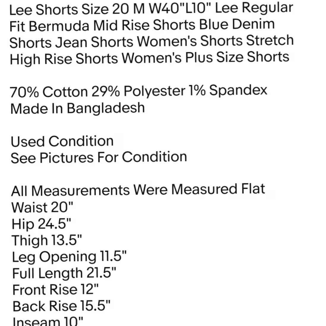 Lee Lee Shorts Womens 20 Blue Size W40 L10 Regular Fit Bermuda Mid Rise Denim Size 42" / US 20 - 2 Thumbnail