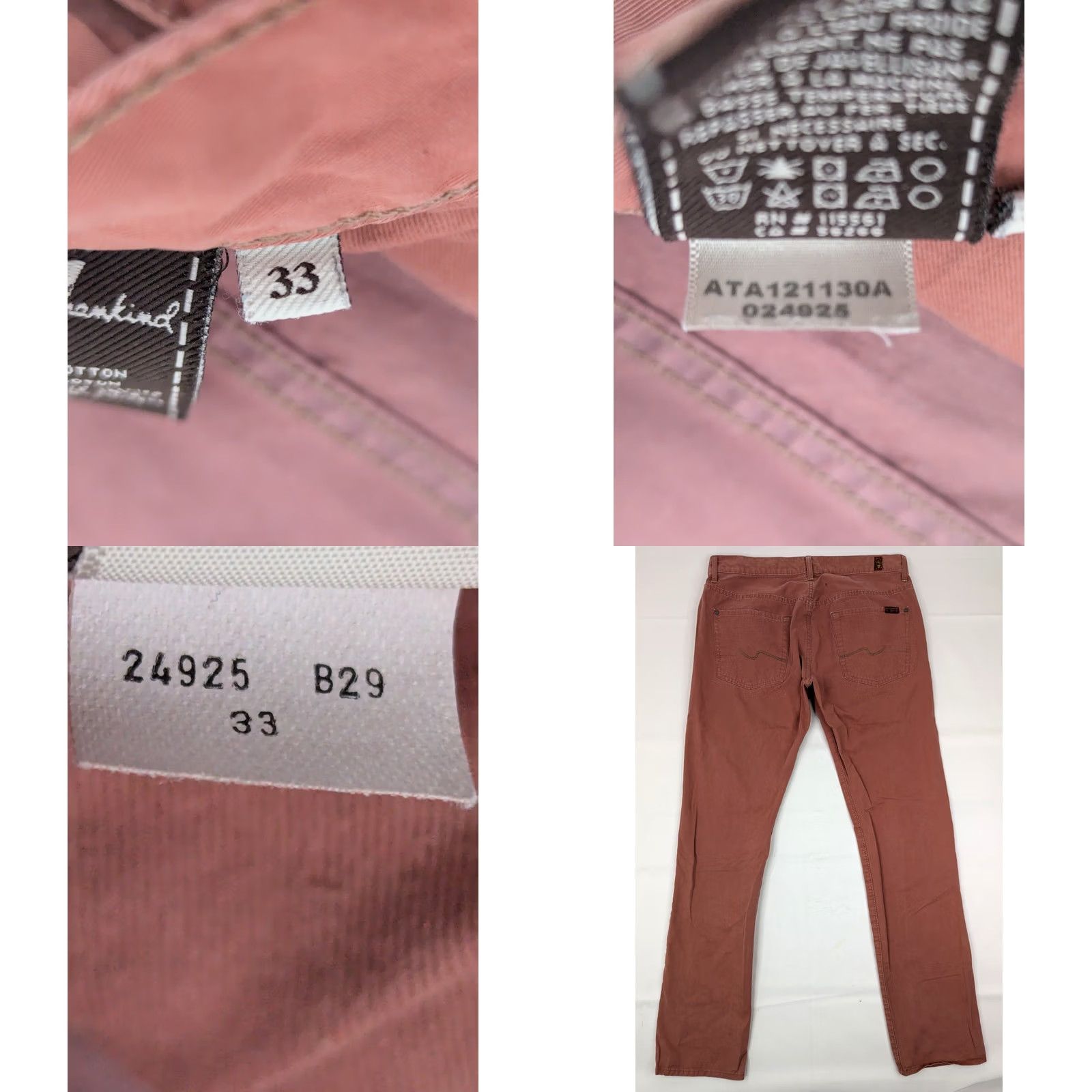 7 For All Mankind 7 For All Mankind Jeans Straight Pink 34 Men Regular Denim Cotton Polyester Spandex 5-Pocket Logo Button Zip Casual Size US 34 / EU 50 - 8 Thumbnail