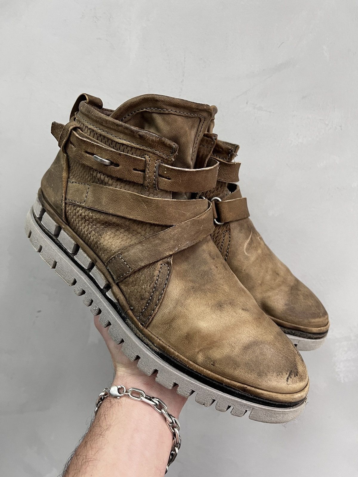 A.S.98 × Japanese Brand BELTED A.S. 98 leather ankle boots designer 90s Size US 8 / EU 41 - 1 Thumbnail