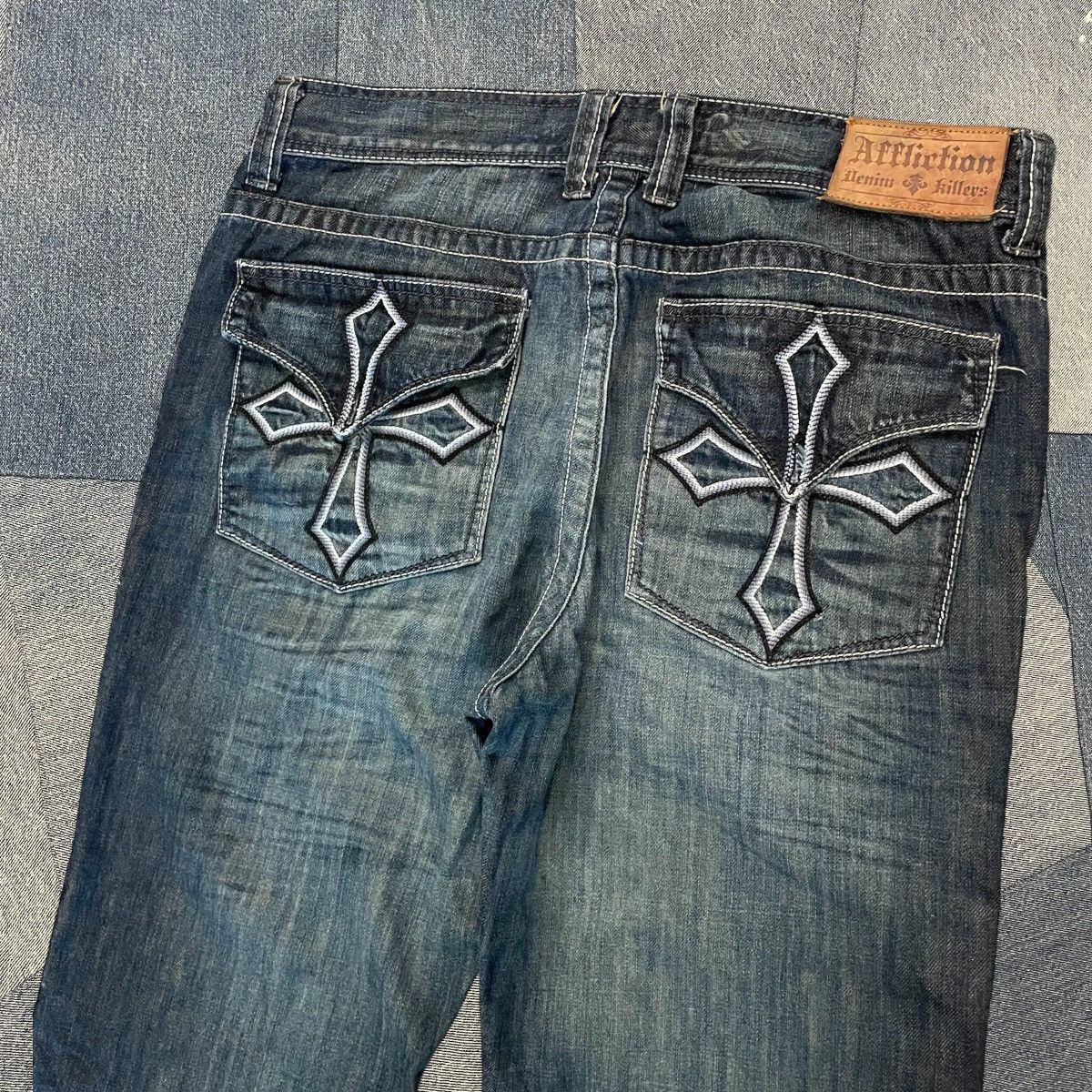 Affliction × Vintage CRAZY Y2K Affliction Skull Essential Denim Pants Size US 36 / EU 52 - 2 Thumbnail