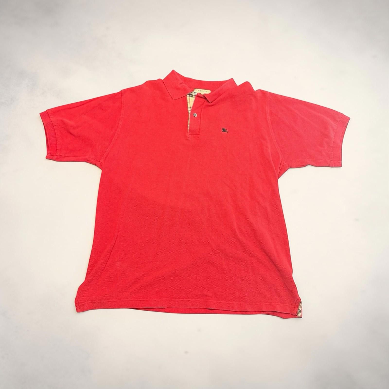 Burberry London Men's Polo Shirt Size M Red Novacheck