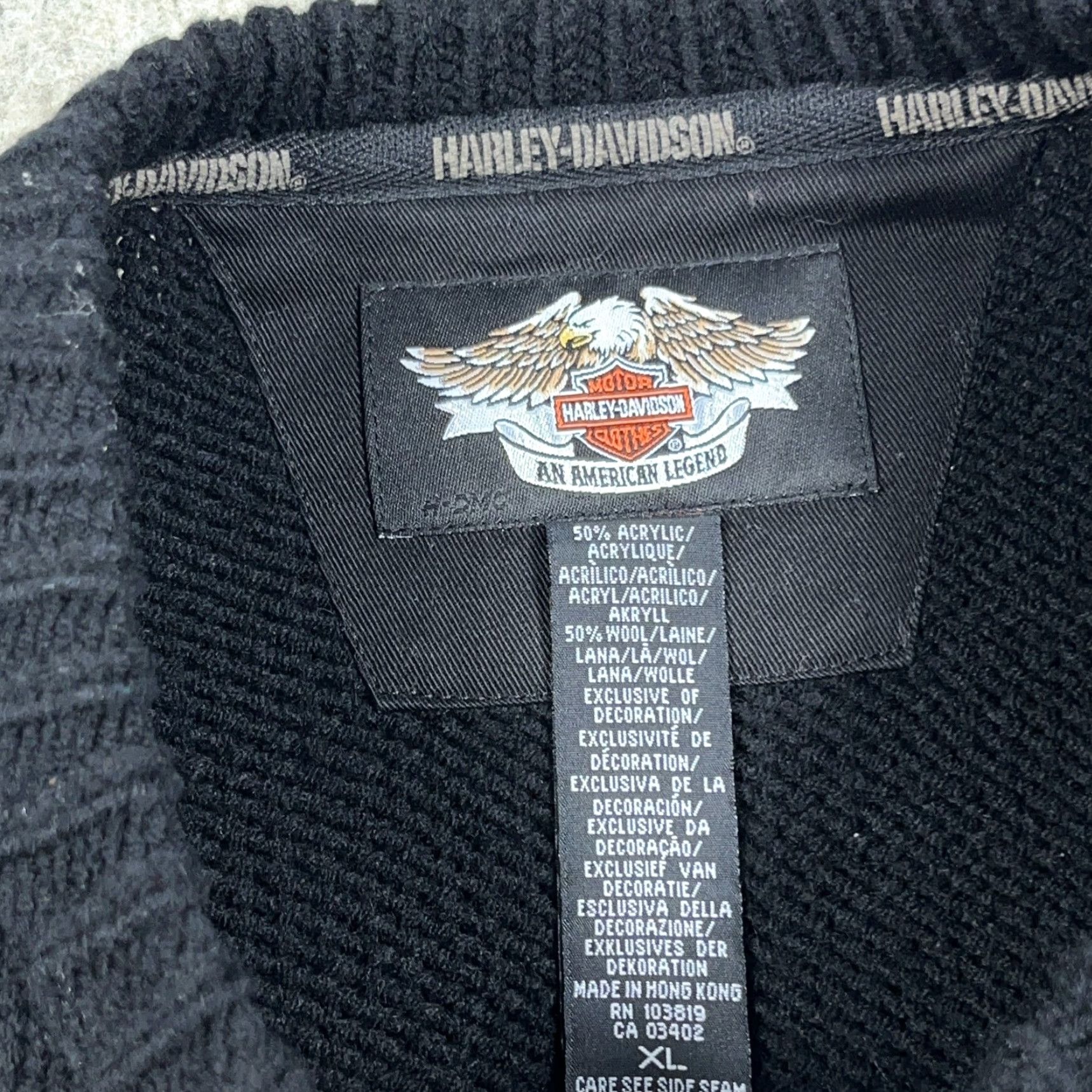 Harley Davidson VINTAGE Harley-Davidson Sweater Men XL Black Heavy Knit Ribbed CrewNeck Wool Size US XL / EU 56 / 4 - 4 Thumbnail