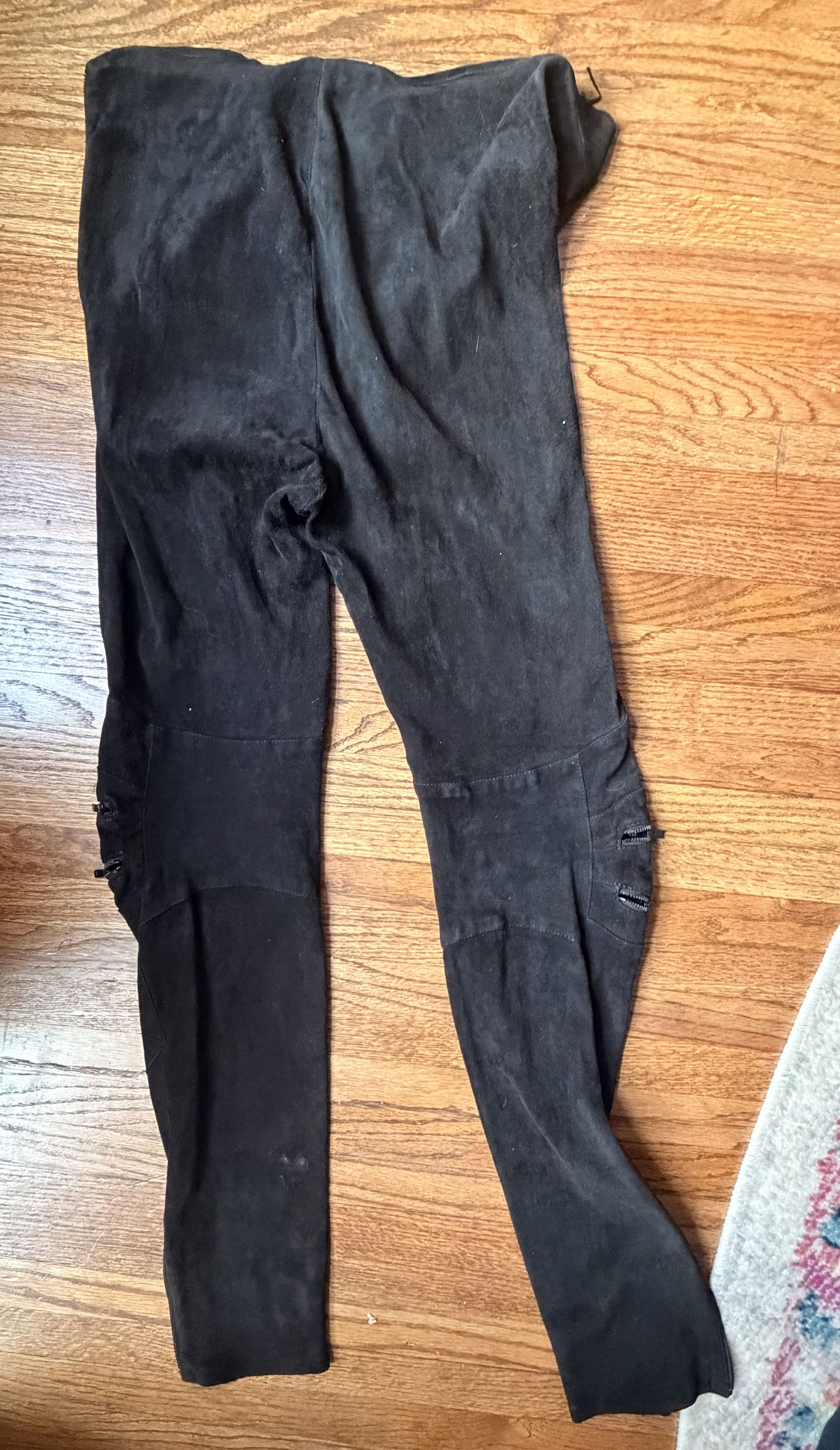 Yves Saint Laurent YSL Suede Biker Black Pant Size 26" / US 2 / IT 38 - 3 Thumbnail