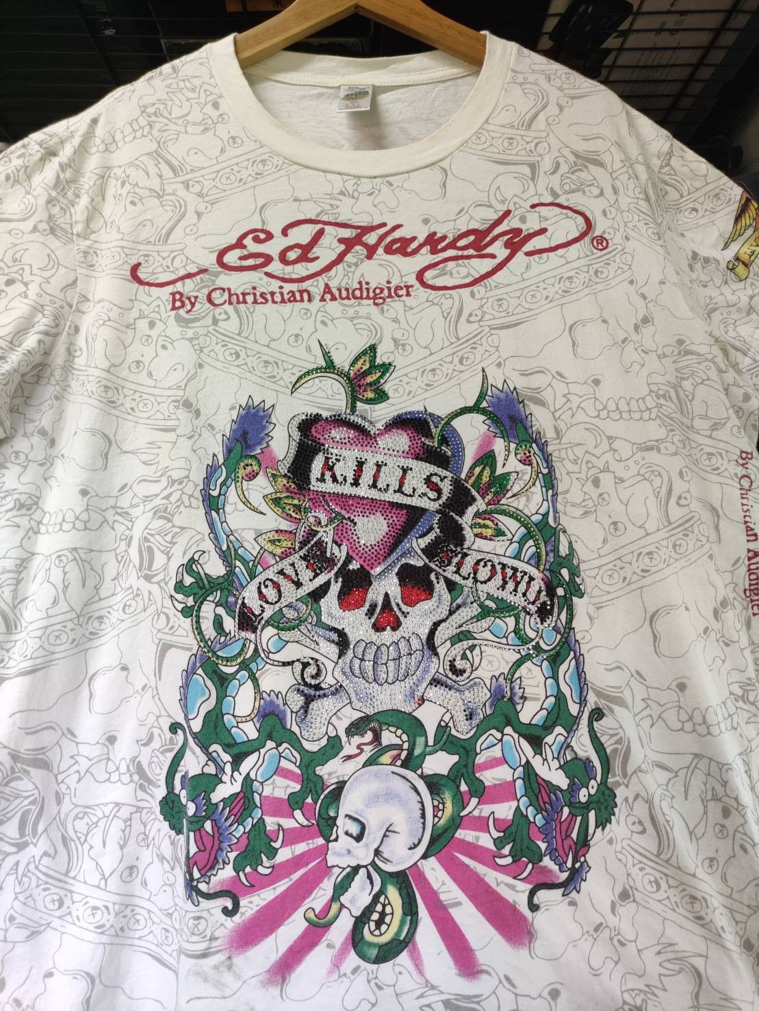 Affliction Ed Hardy All Over Print & Rhinestone T-Shirt Size US XXL / EU 58 / 5 - 3 Thumbnail