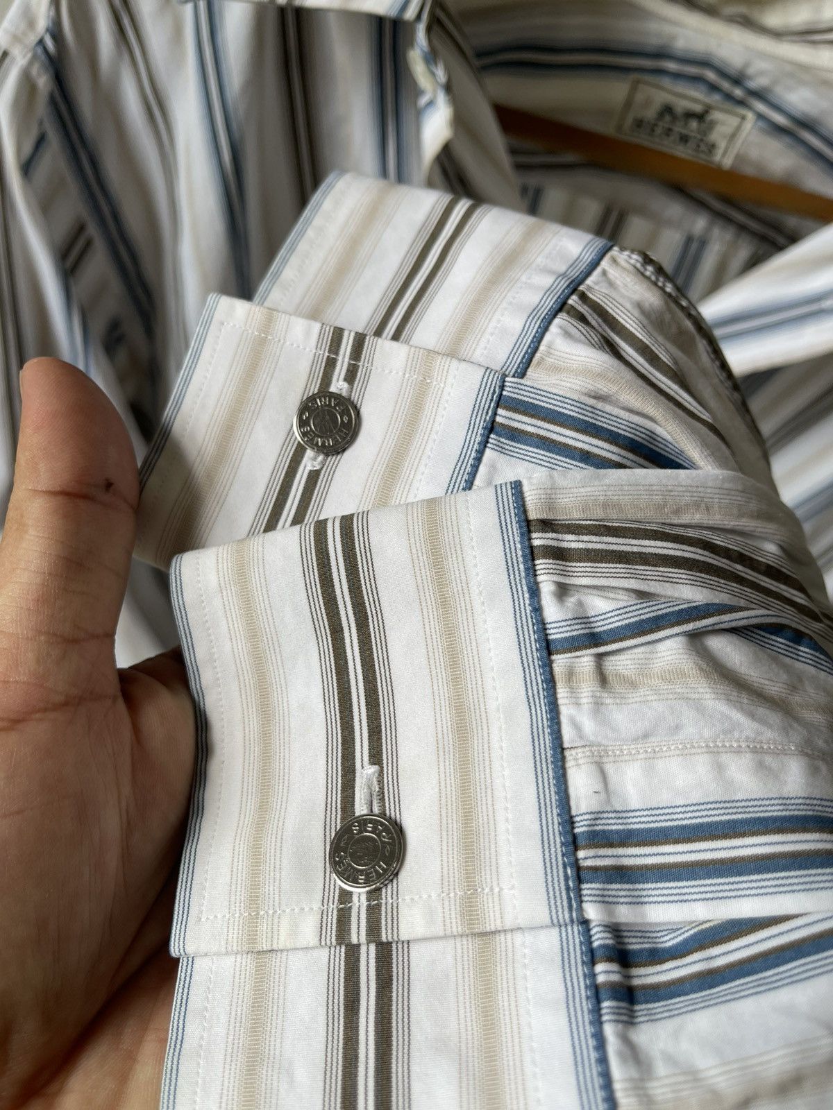 Hermes Hermes Stripe Button Ups Shirt Size US L / EU 52-54 / 3 - 8 Thumbnail