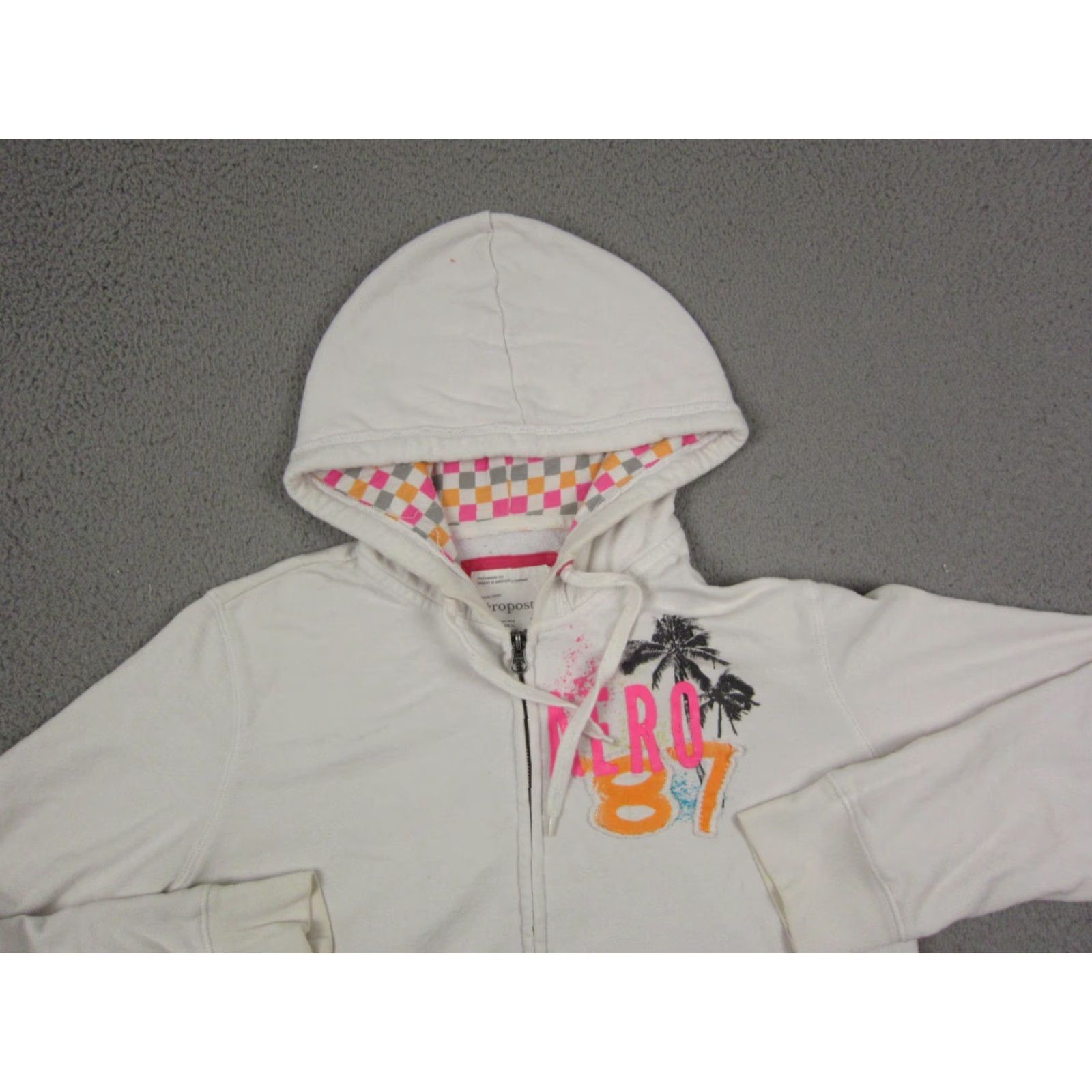 Vintage Aéropostale Hoodie Womens XL White Full Zip Palm Trees Sweatshirt Size XL / US 12-14 / IT 48-50 - 2 Thumbnail