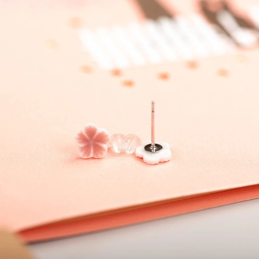 Jewelry Small Flower Stud Earrings Ceramic Ear Gift For Her Size ONE SIZE - 2 Thumbnail