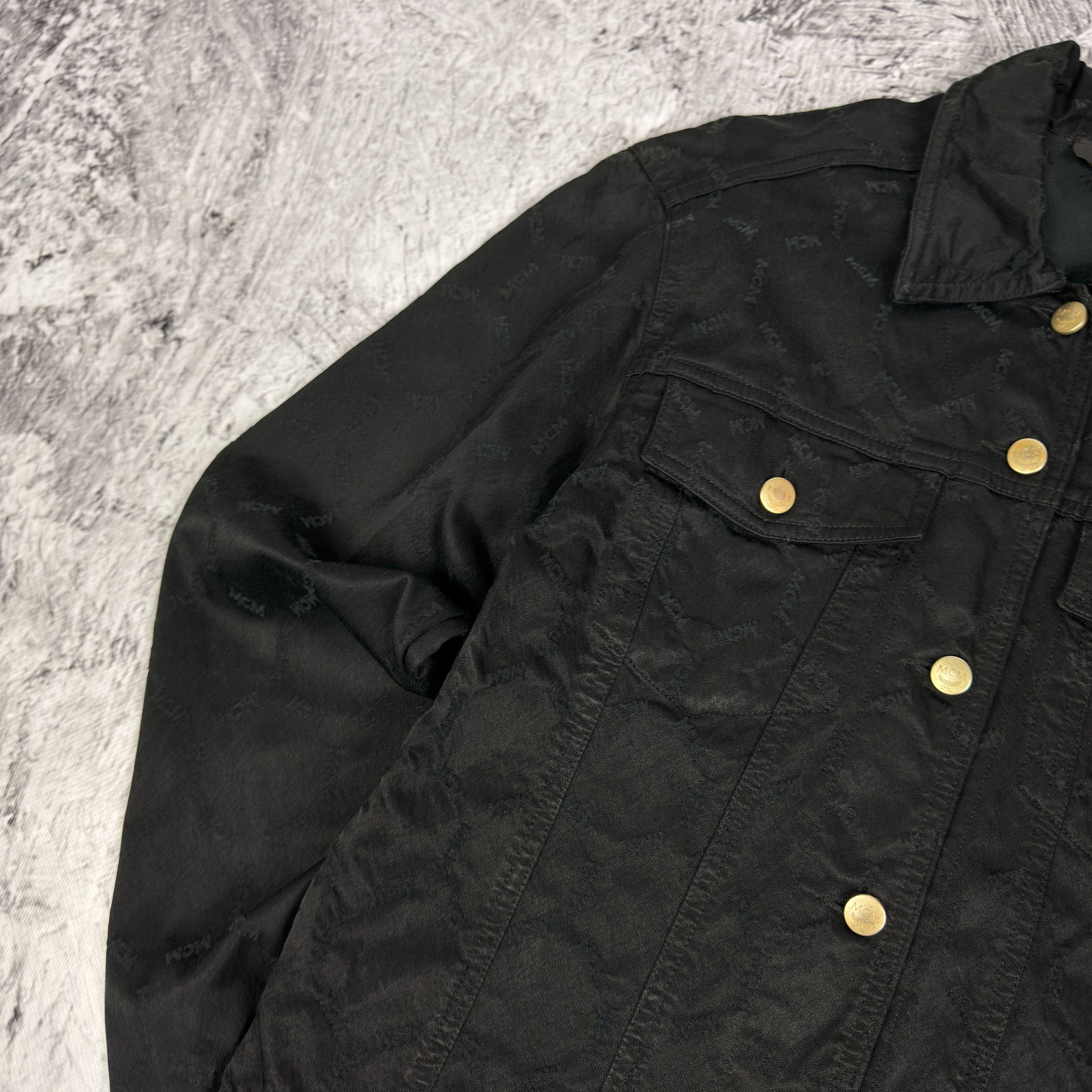 MCM Vintage MCM Men's Black Cotton Monogram Biker Moto Jacket 34 Size US M / EU 48-50 / 2 - 5 Thumbnail