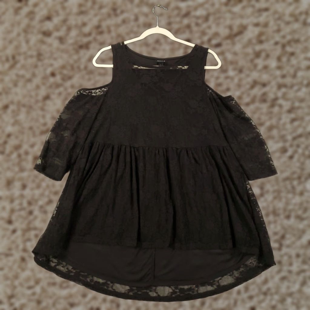 Torrid Torrid Tunic Women 1X Black Mini Dress Lace Sheer Cold Shoulder Neck Size XL / US 12-14 / IT 48-50 - 1 Thumbnail