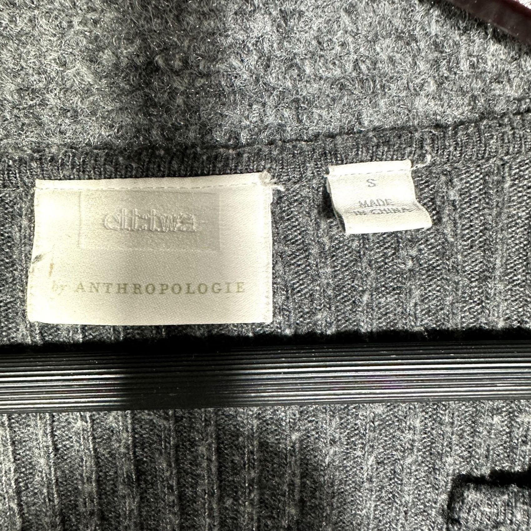 Anthropologie VINTAGE Anthropologie Ett Twa Sweater Womens Small Gray Cable Knit V Neck Split Hem Size S / US 4 / IT 40 - 5 Thumbnail