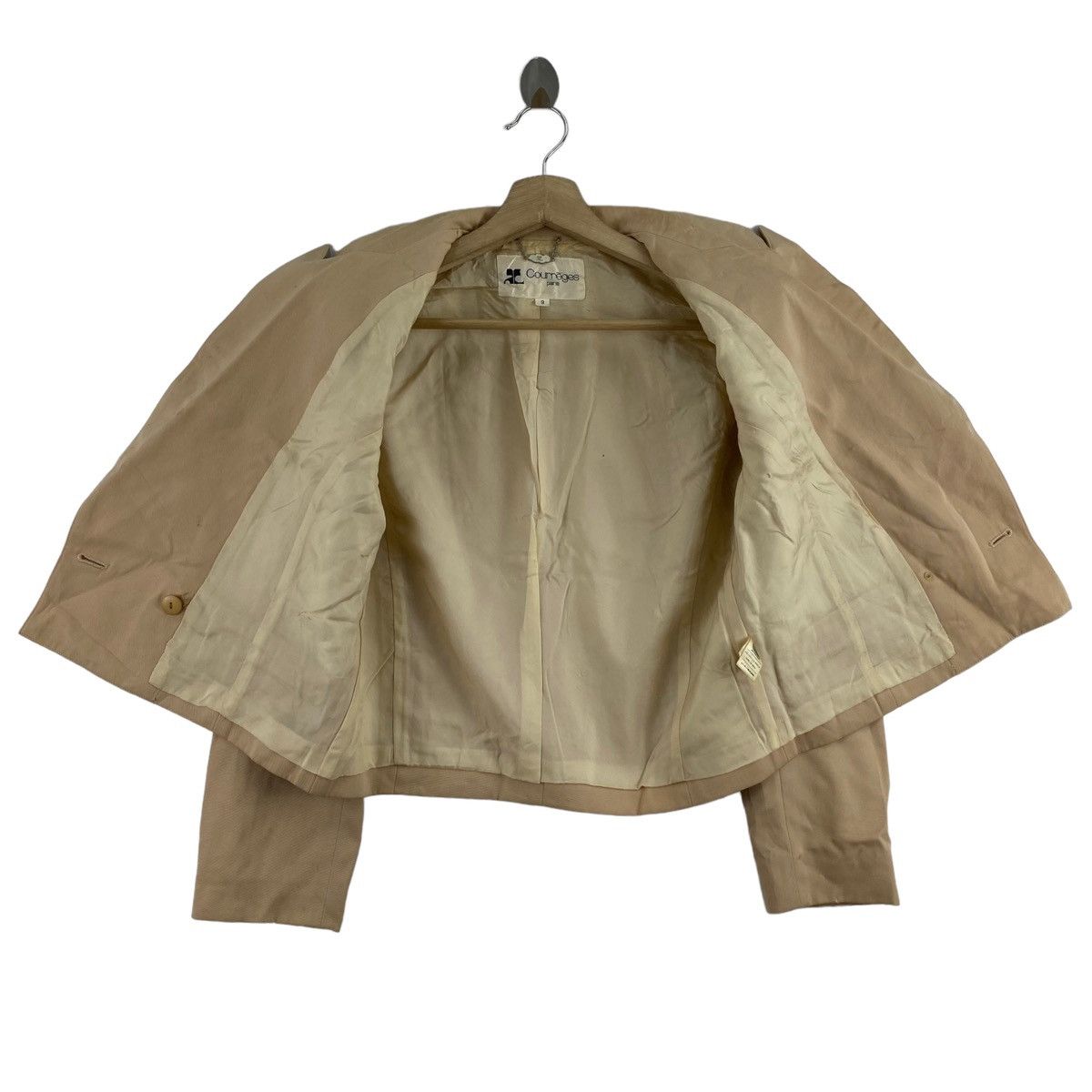 Courreges × Vintage Vintage COURREGES PARIS France Designer Beige Formal Coat Size S / US 4 / IT 40 - 3 Thumbnail