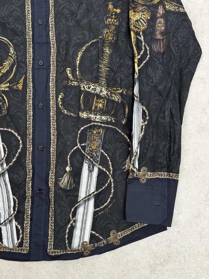 Dolce & Gabbana AW2017 Dolce & Gabbana Navy & Black Baroque Swords Shirt Size US M / EU 48-50 / 2 - 8 Thumbnail
