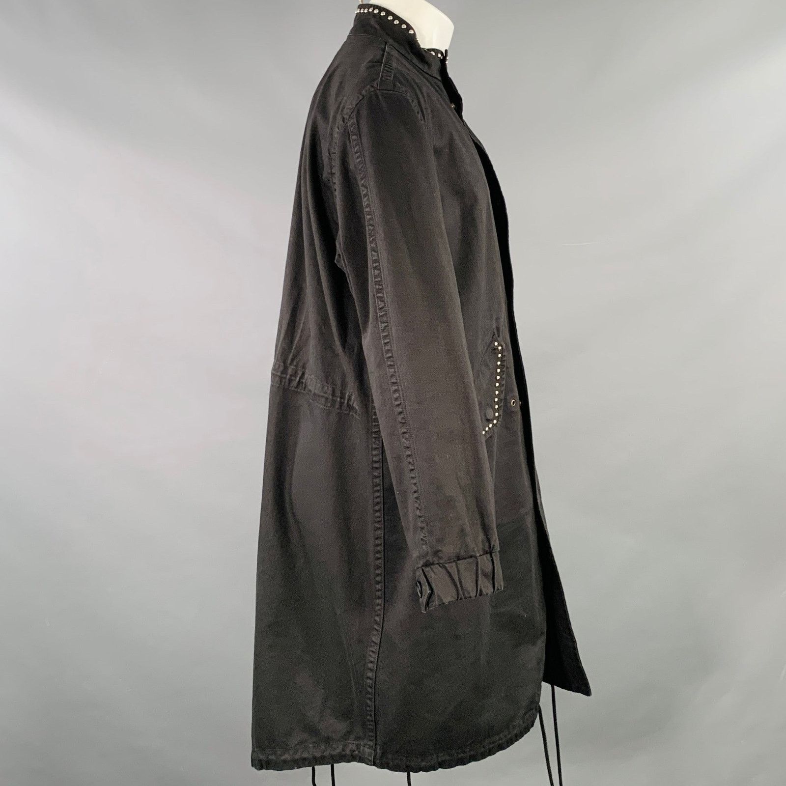 Saint Laurent Paris SAINT LAURENT Size 40 Black Studded Cotton Coat Size US L / EU 52-54 / 3 - 3 Thumbnail