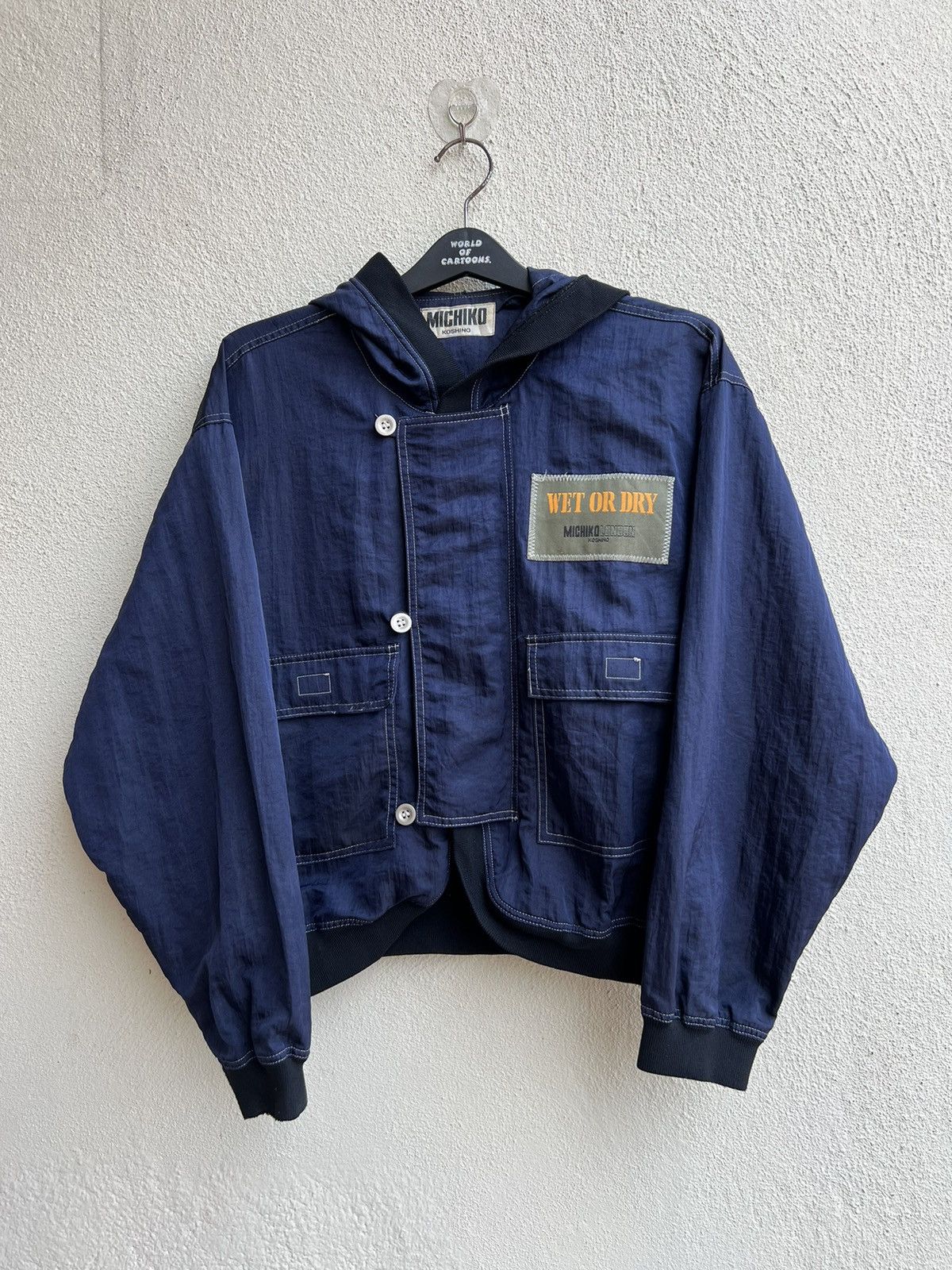 Michiko Koshino London Vtg 90s Michiko Koshino "WET OR DRY" Cropped Bomber Jacket Size US L / EU 52-54 / 3 - 24 Thumbnail