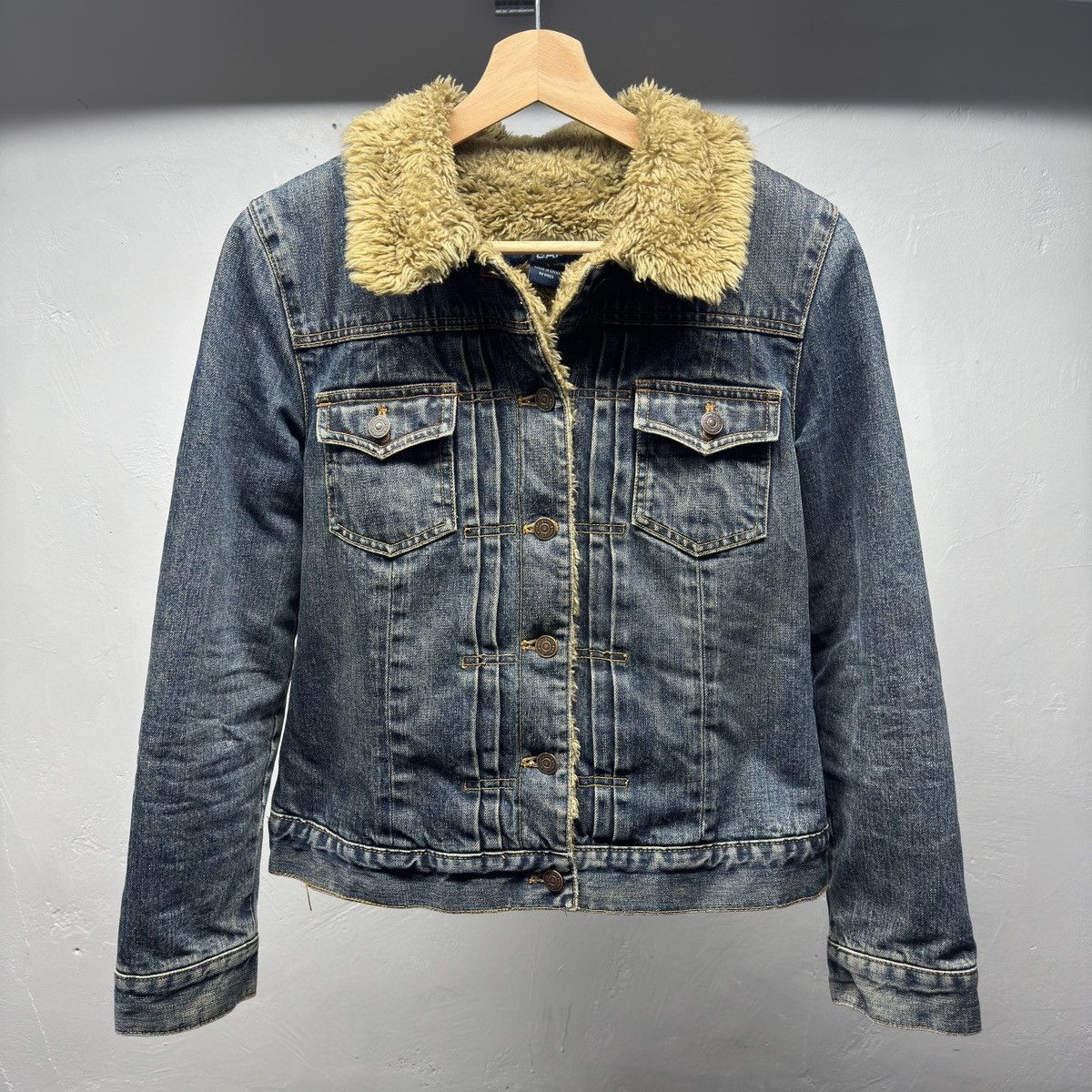 Vintage Gap Fur Denim Trucker Jacket ERD Grunge Raimundo lgb Size S / US 4 / IT 40 - 3 Thumbnail
