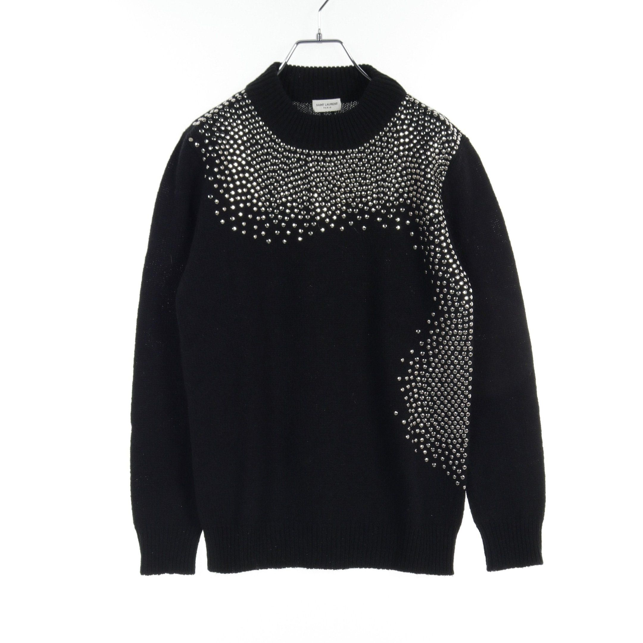 Yves Saint Laurent Yves Saint Laurent Sweater High Neck Wool Black Studs Size ONE SIZE - 1 Thumbnail