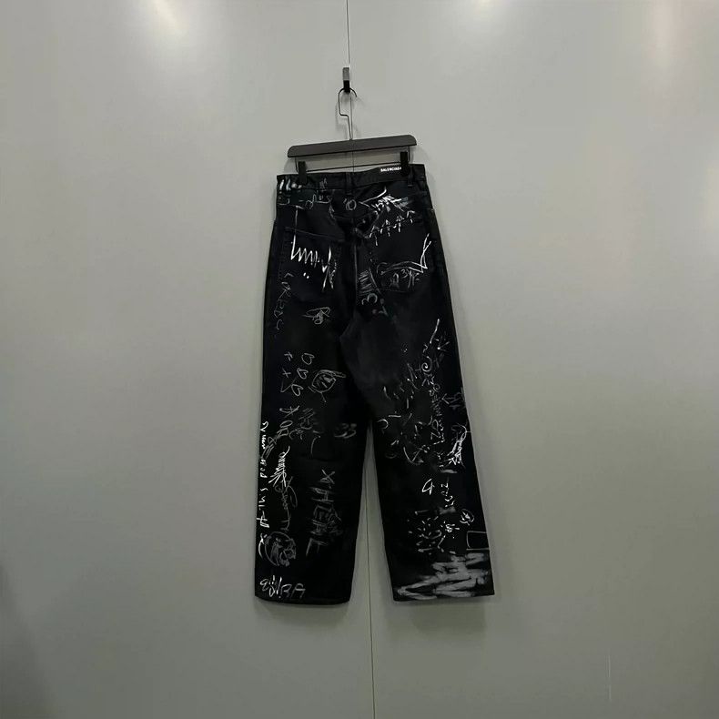 Balenciaga Balenciaga size XS Black Graffiti Straight Pants Size US 27 - 2 Thumbnail