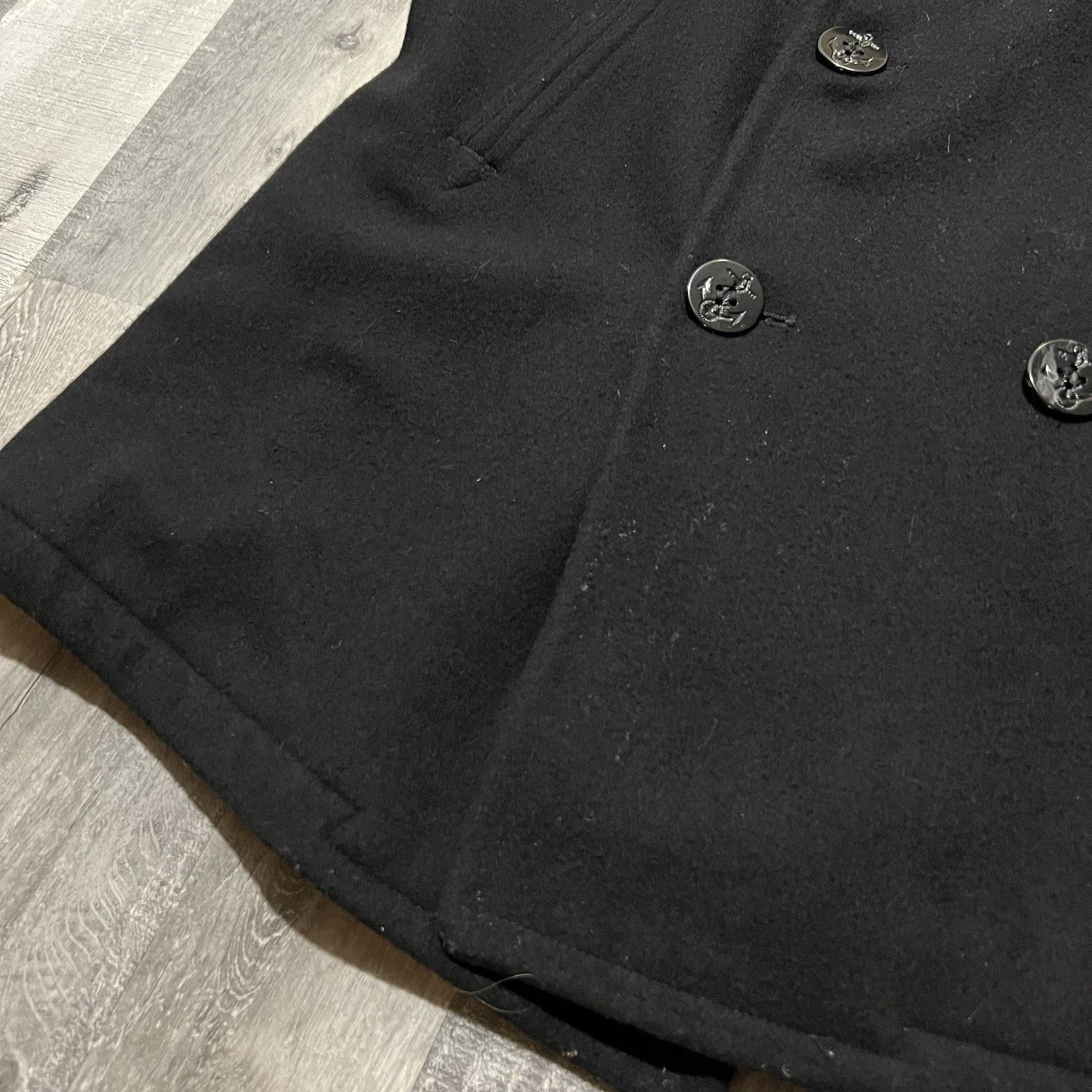 Other VTG Crown Clothing Black 90s Heavy Wool Black Naval Peacoat Size US M / EU 48-50 / 2 - 6 Thumbnail