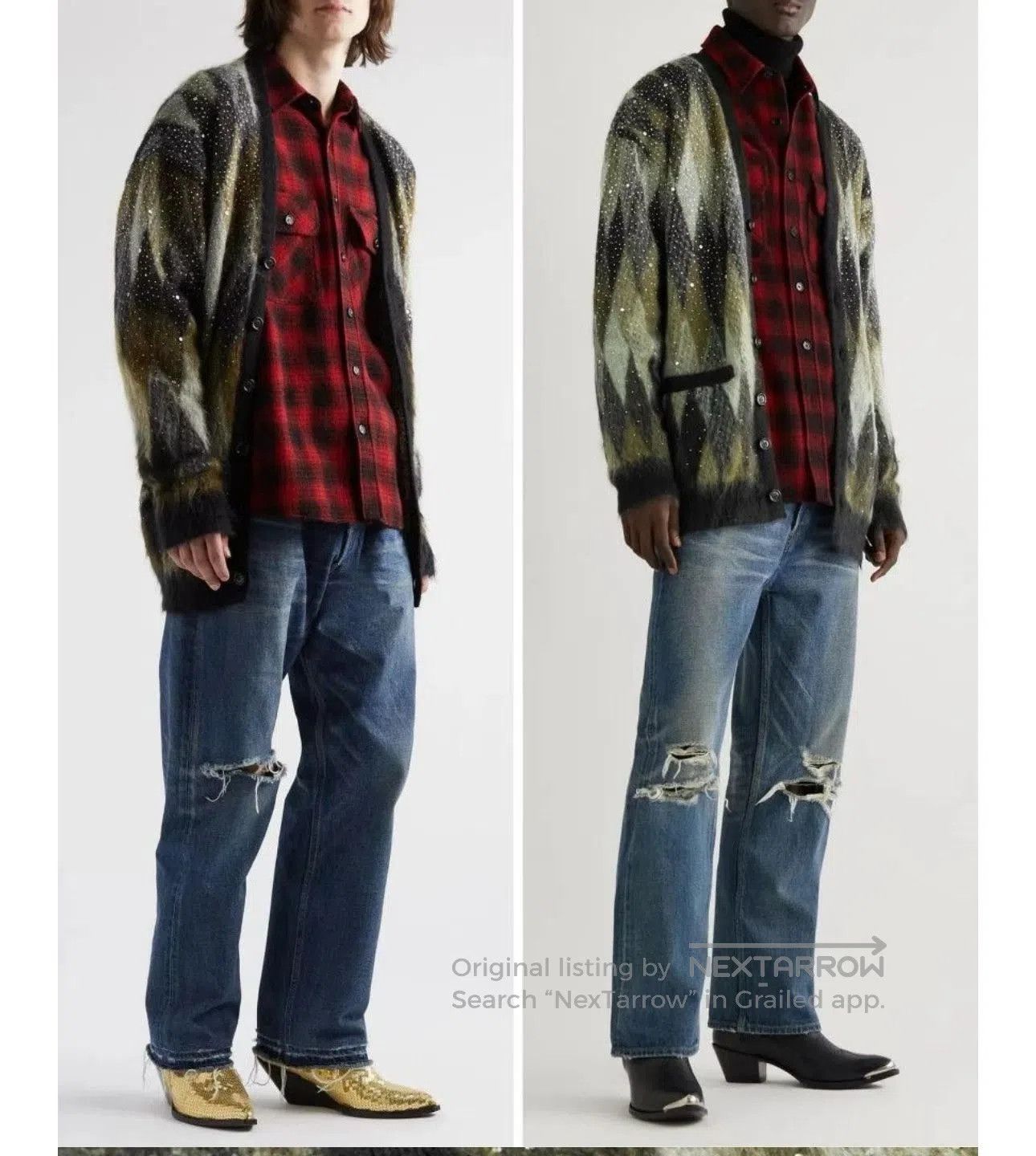 Hedi Slimane Celine FW22 Sequin Mohair Long Cardigan. Size XXL / US 16-18 / IT 52-54 - 6 Thumbnail